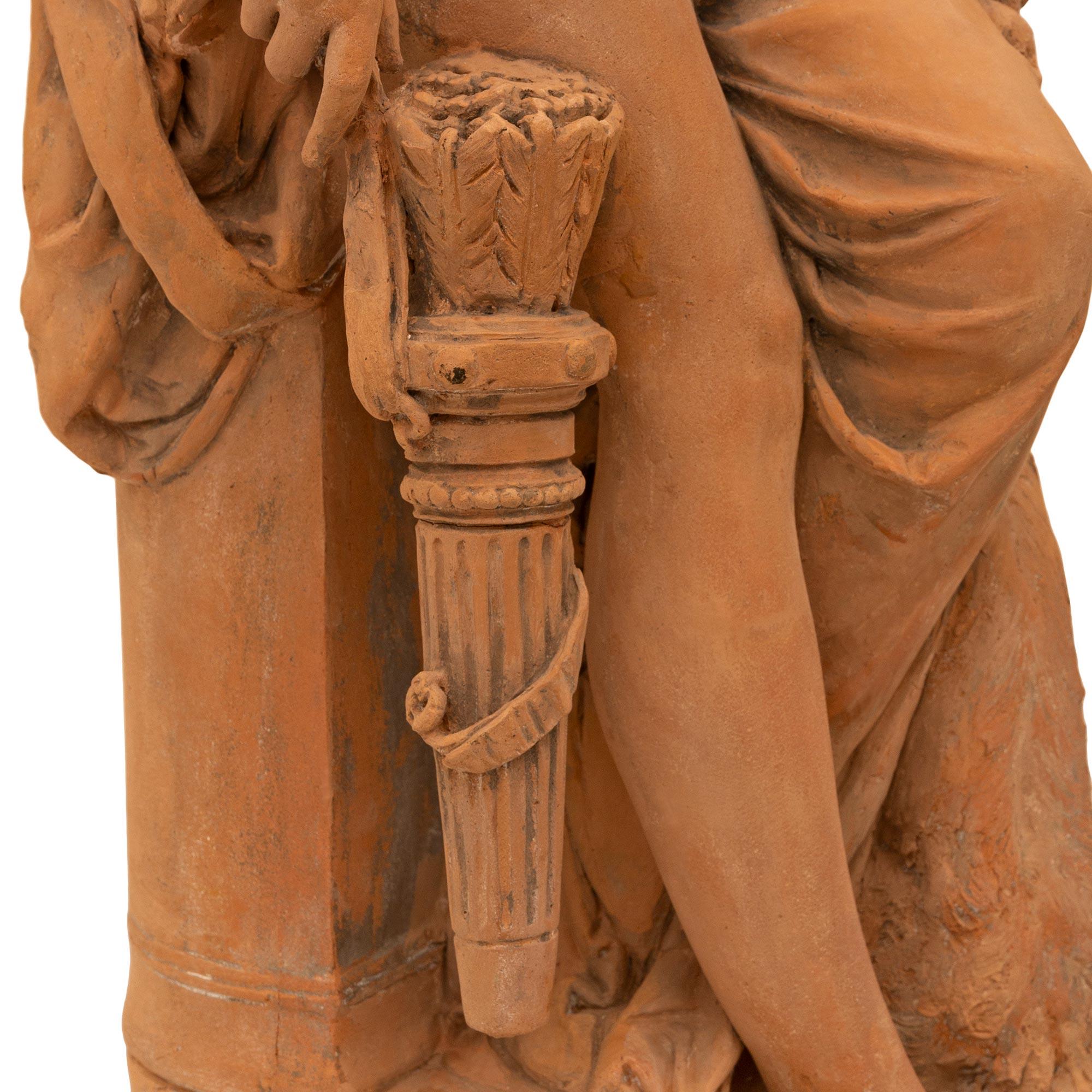 Scultura in terracotta francese del XIX secolo raffigurante Diana, firmata Albert Ernest Carrier in vendita 3
