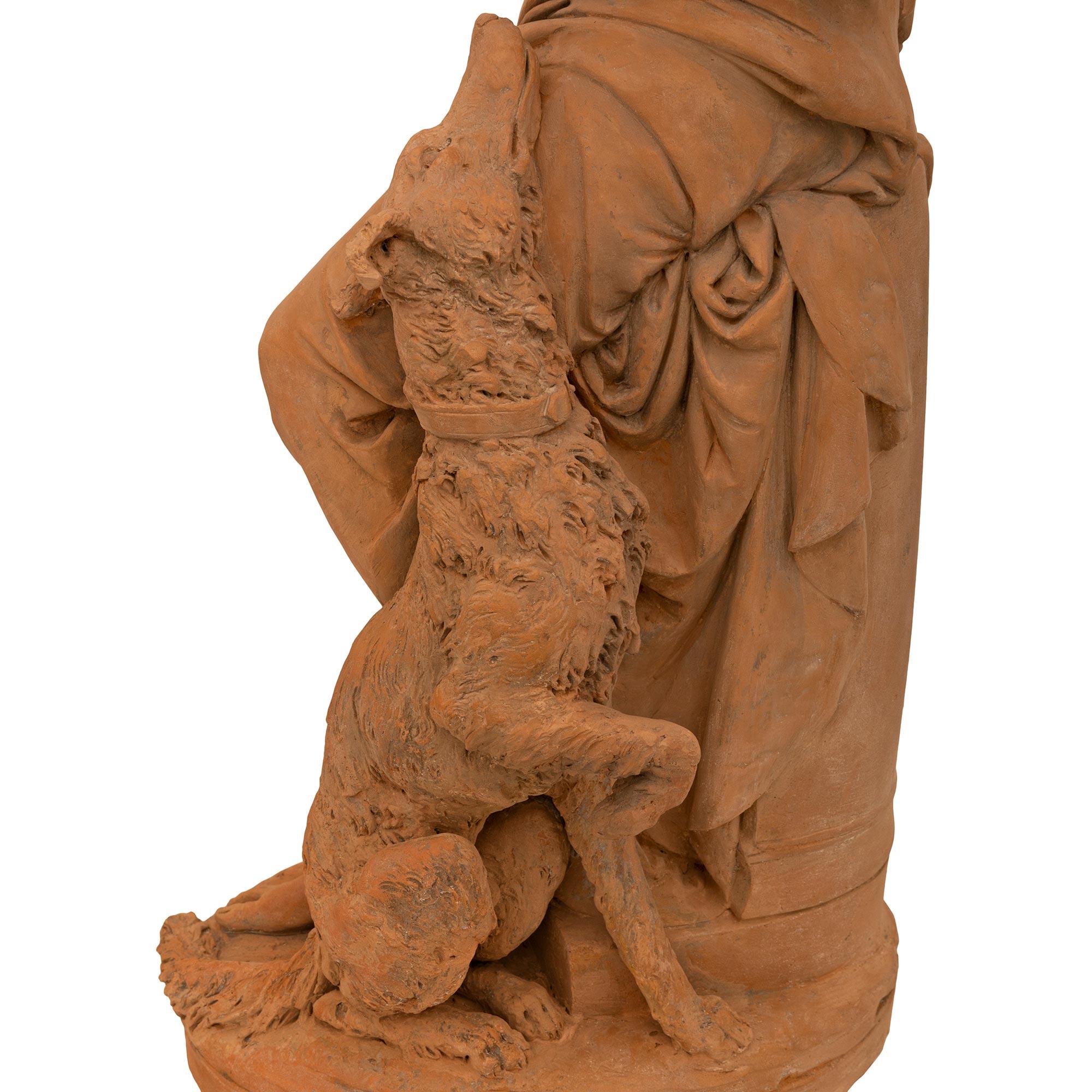 Scultura in terracotta francese del XIX secolo raffigurante Diana, firmata Albert Ernest Carrier in vendita 4