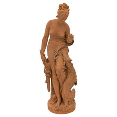 French 19th century Terra Cotta sculpture of Diana, signed Albert Ernest Carrier