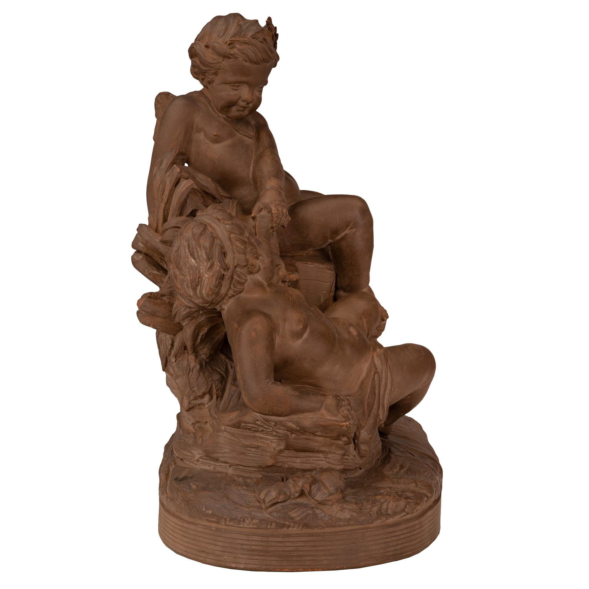 French 19th Century Terra Cotta Statue In Good Condition For Sale In West Palm Beach, FL
