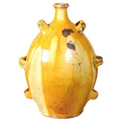 French 19th Century Terracotta Conscience Olive Oil Jar with Yellow Glaze