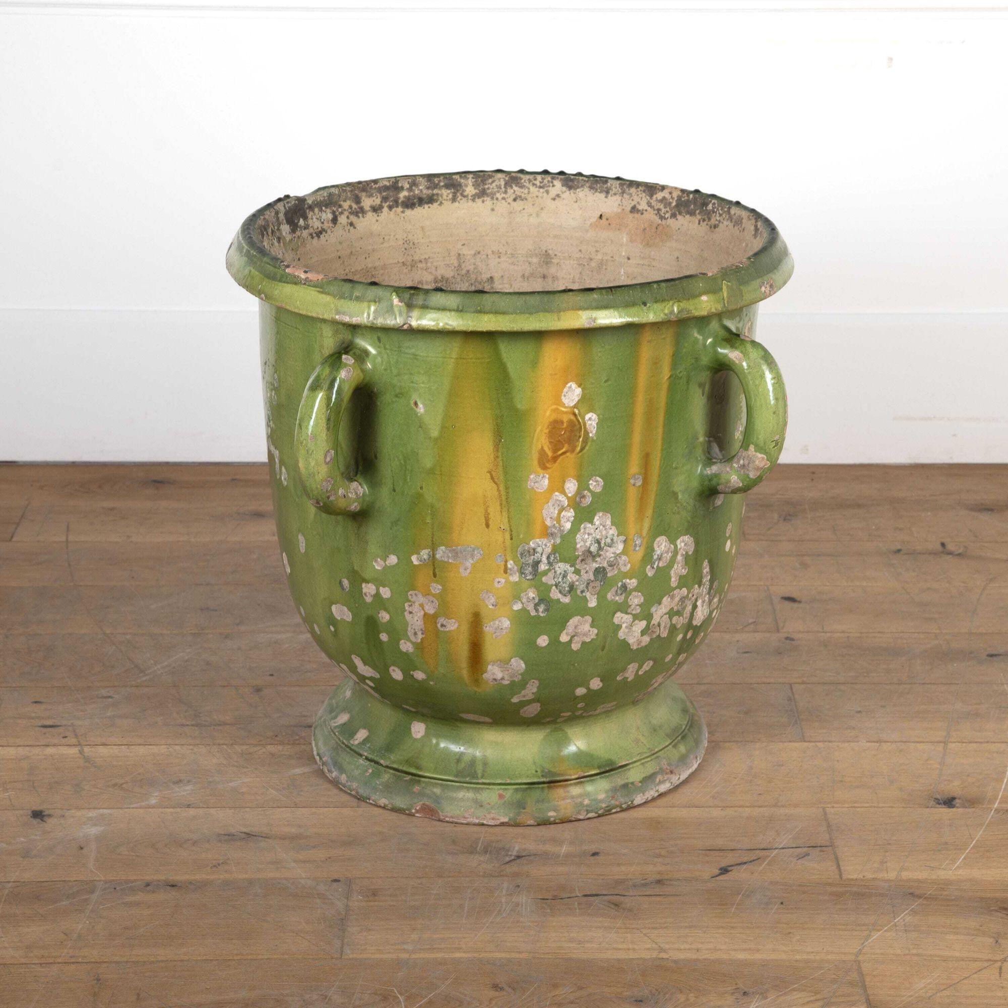 French Provincial French 19th Century Terracotta Green Vase For Sale