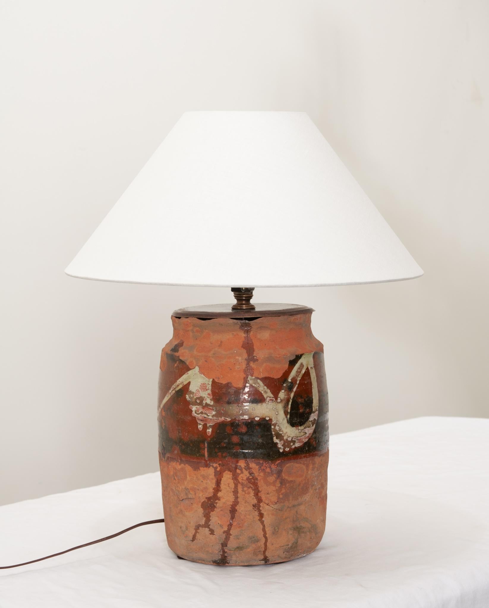 French 19th Century Terracotta Olive Jar Lamp In Good Condition In Baton Rouge, LA