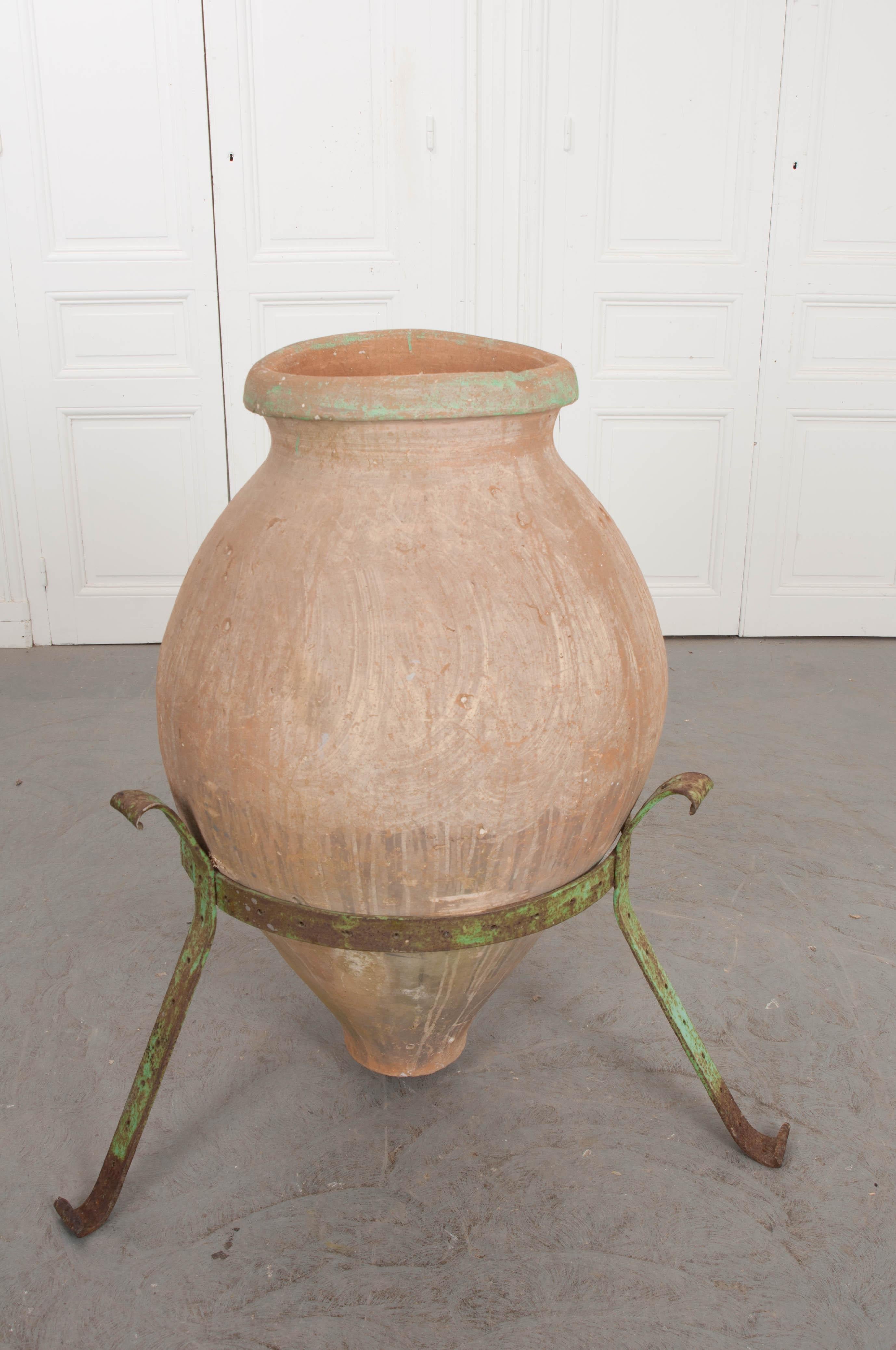 French 19th Century Terracotta Olive Jar on Stand 6