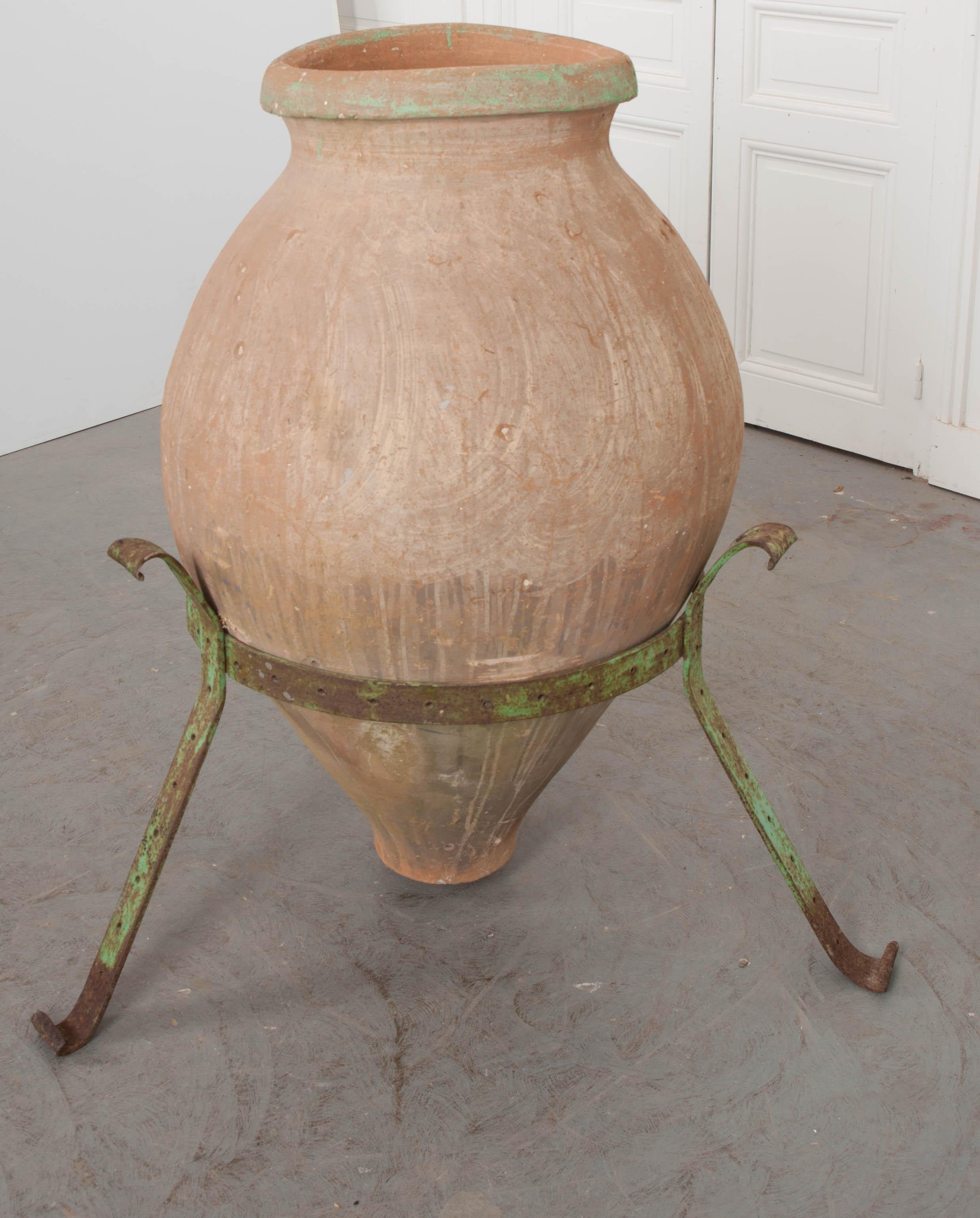 French 19th Century Terracotta Olive Jar on Stand 4