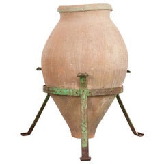 French 19th Century Terracotta Olive Jar on Stand