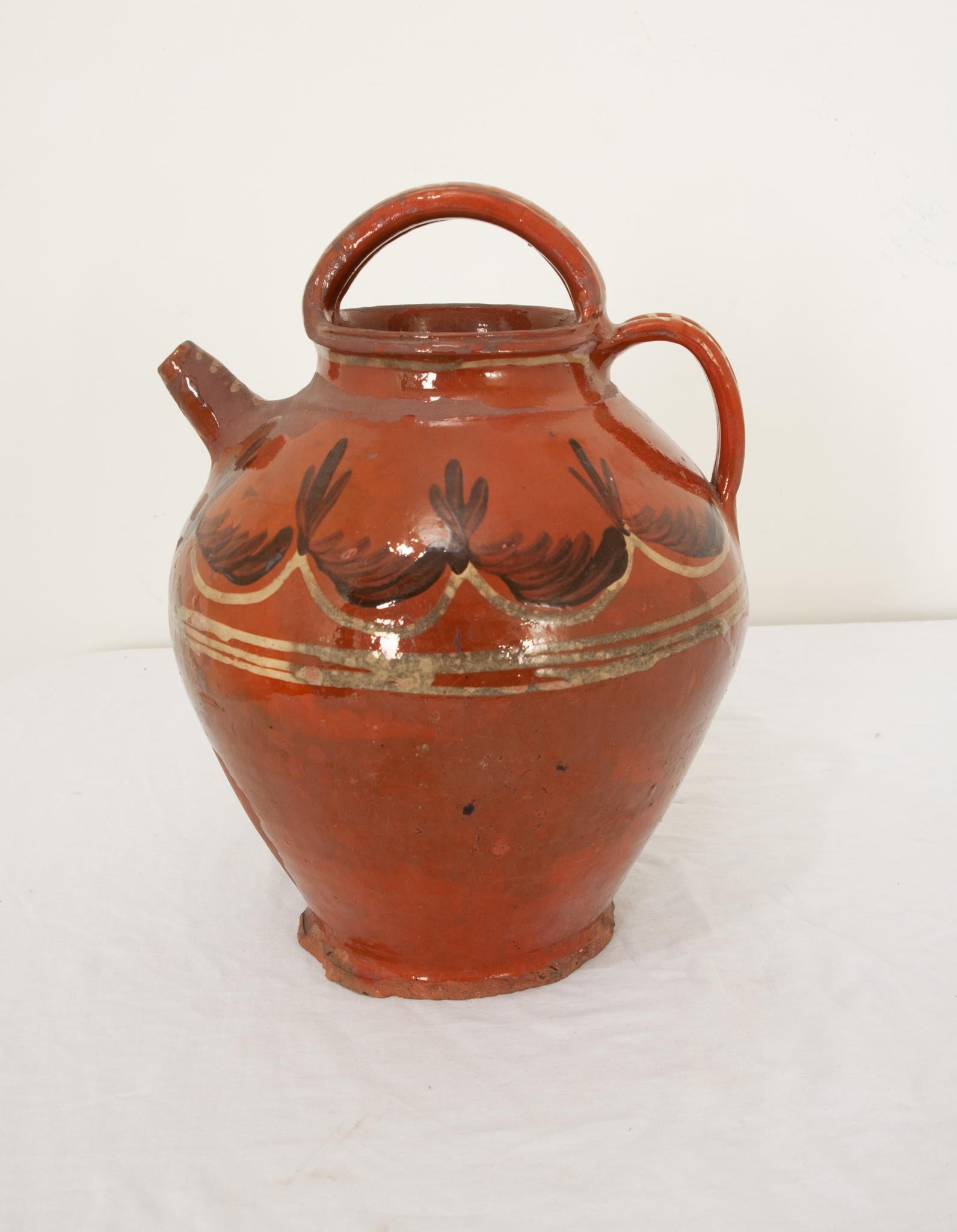 French 19th Century Terracotta Olive Oil Jar In Good Condition For Sale In Baton Rouge, LA