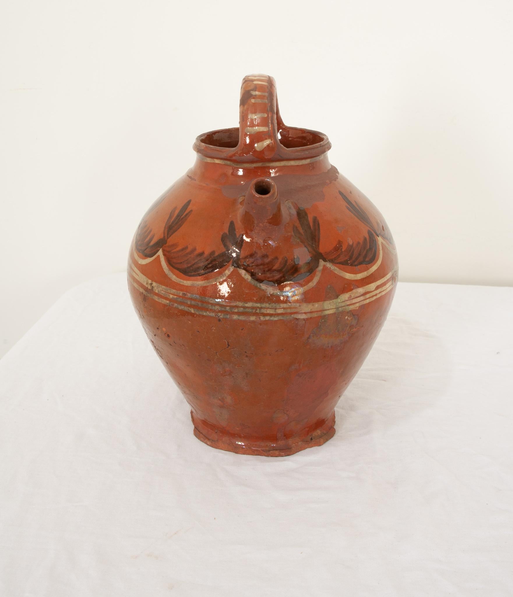 French 19th Century Terracotta Olive Oil Jar For Sale 1