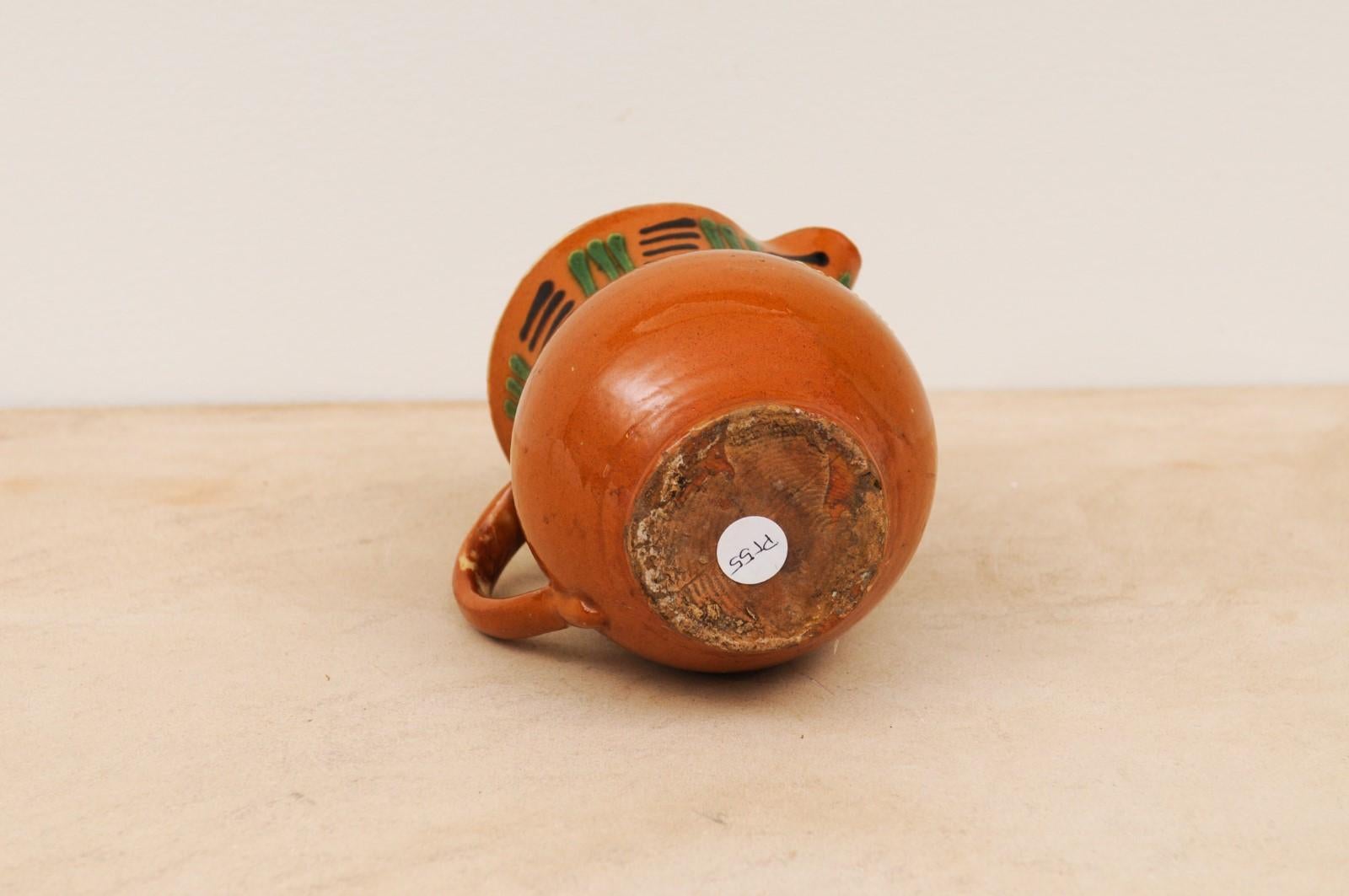 French 19th Century Terracotta Pitcher from Génolhac with Russet Colored Glaze For Sale 7