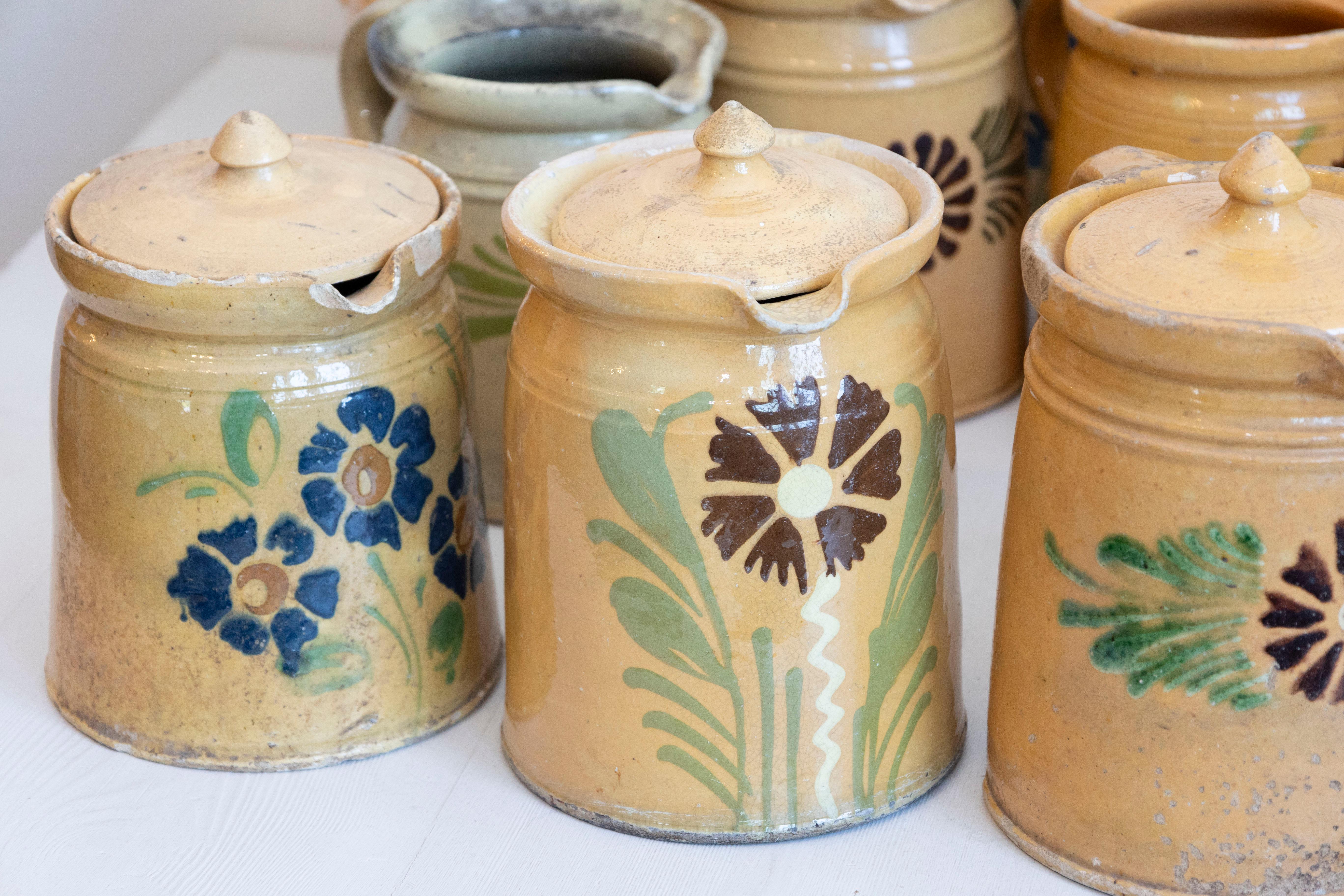 French 19th Century Terracotta Pottery Pitchers with Floral Decor, Sold Each For Sale 6