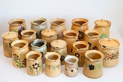 French 19th Century Terracotta Pottery Pitchers with Floral Decor, Sold Each