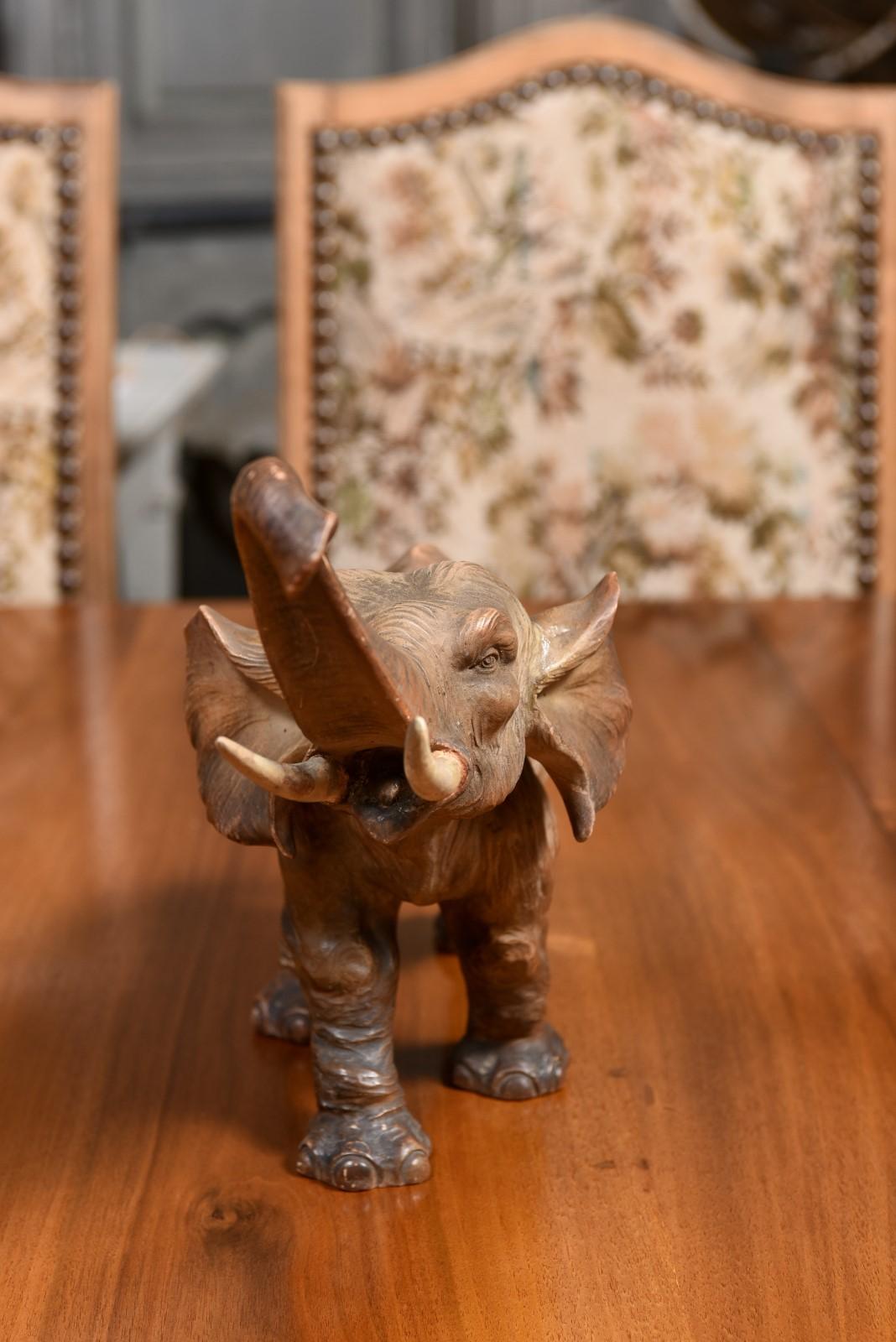 French 19th Century Terracotta Sculpture Depicting a Walking Asian Elephant For Sale 7