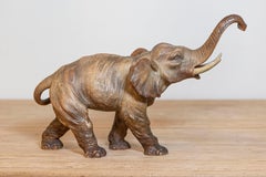 French 19th Century Terracotta Sculpture Depicting a Walking Asian Elephant