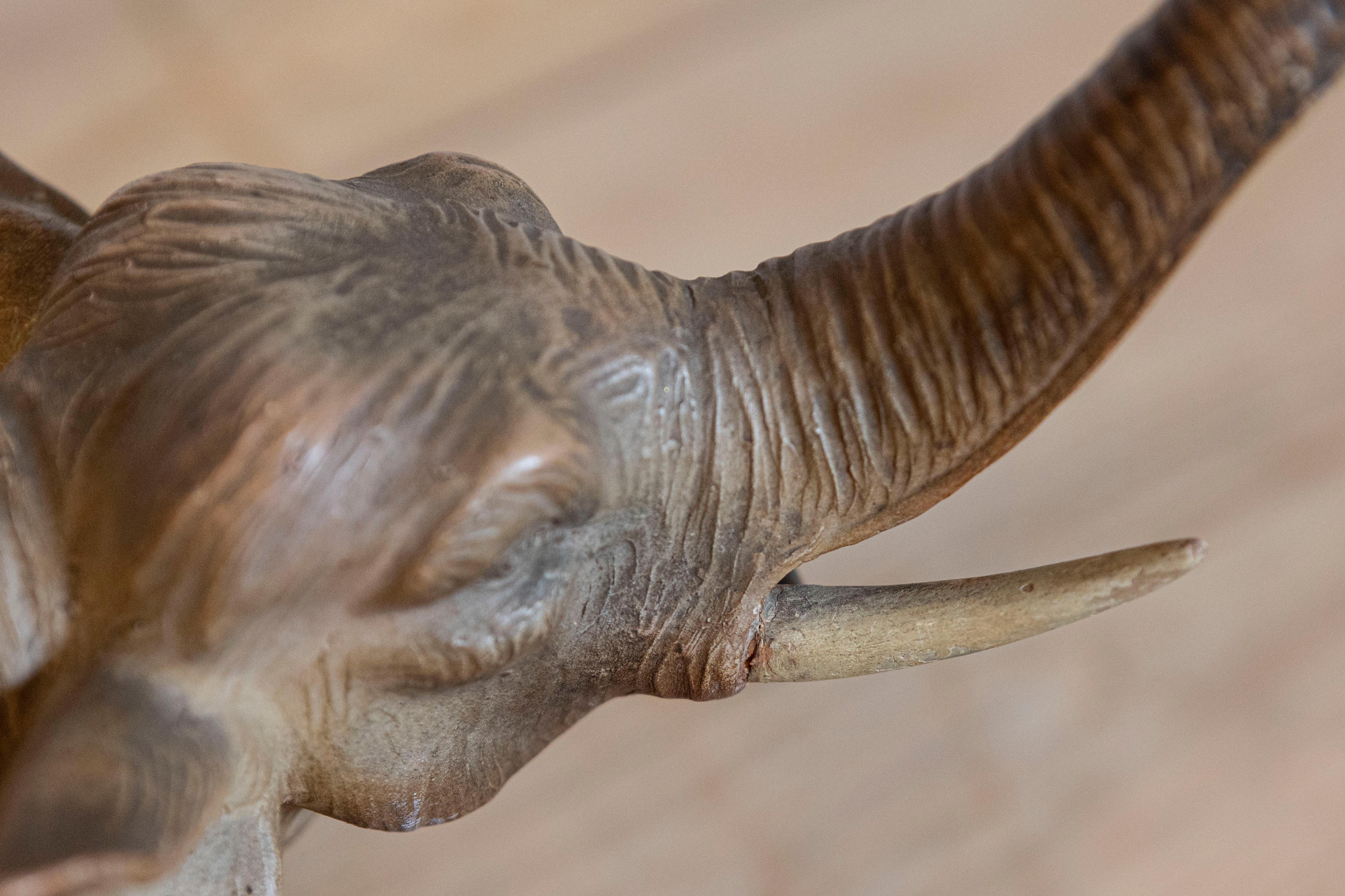 French 19th Century Terracotta Sculpture Depicting a Walking Asian Elephant For Sale 3
