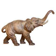 Antique French 19th Century Terracotta Sculpture Depicting a Walking Asian Elephant