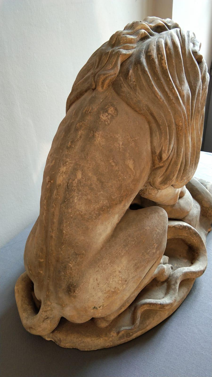19th Century French Terracotta Statue of a Lion For Sale 1