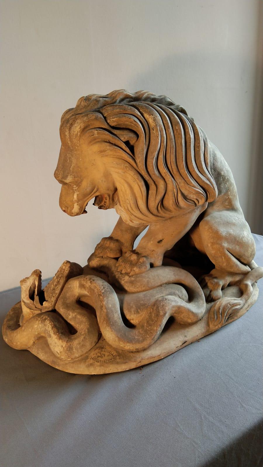 19th Century French Terracotta Statue of a Lion For Sale 2