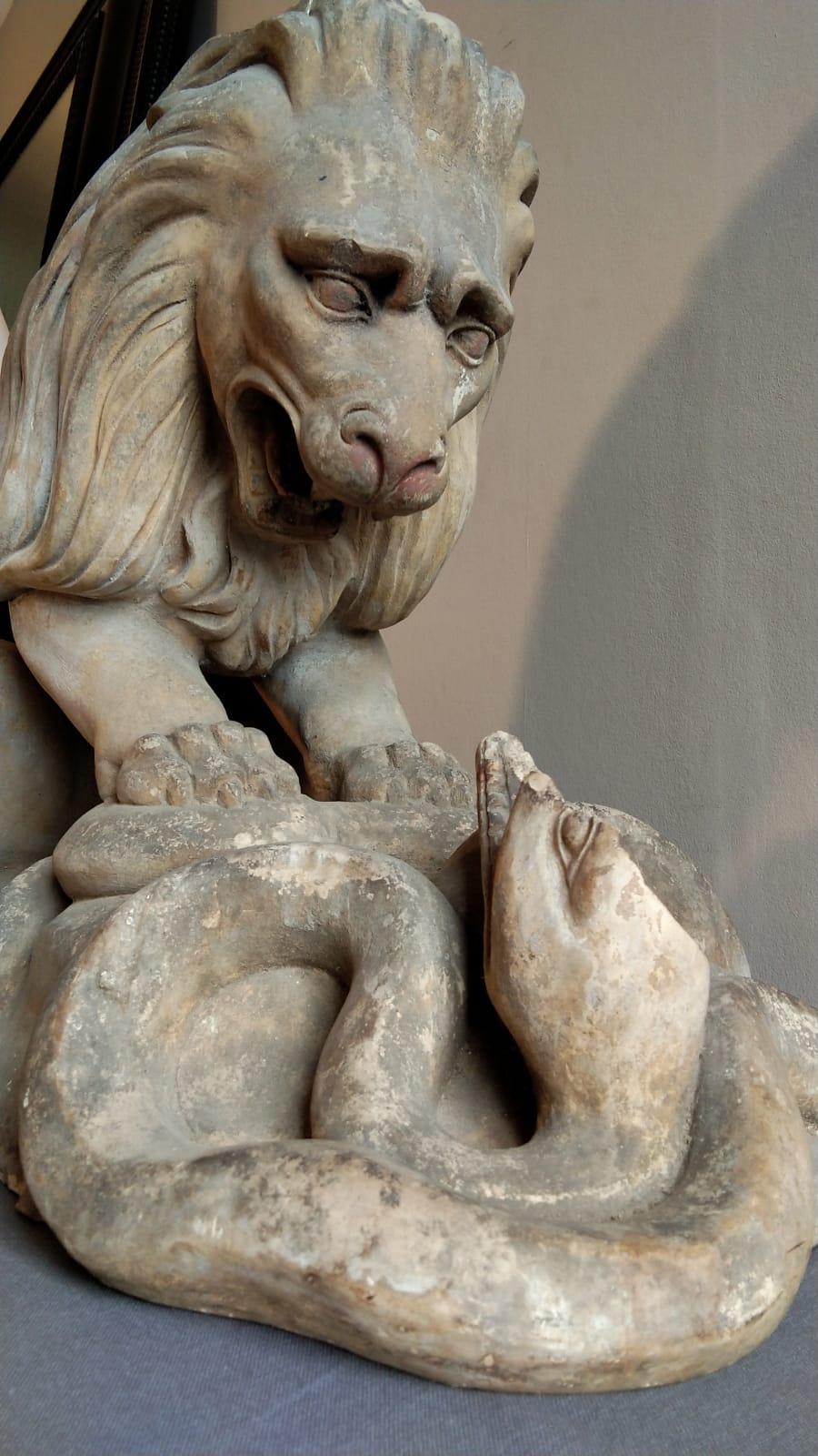 19th Century French Terracotta Statue of a Lion For Sale 5
