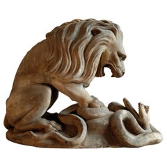 19th Century French Terracotta Statue of a Lion