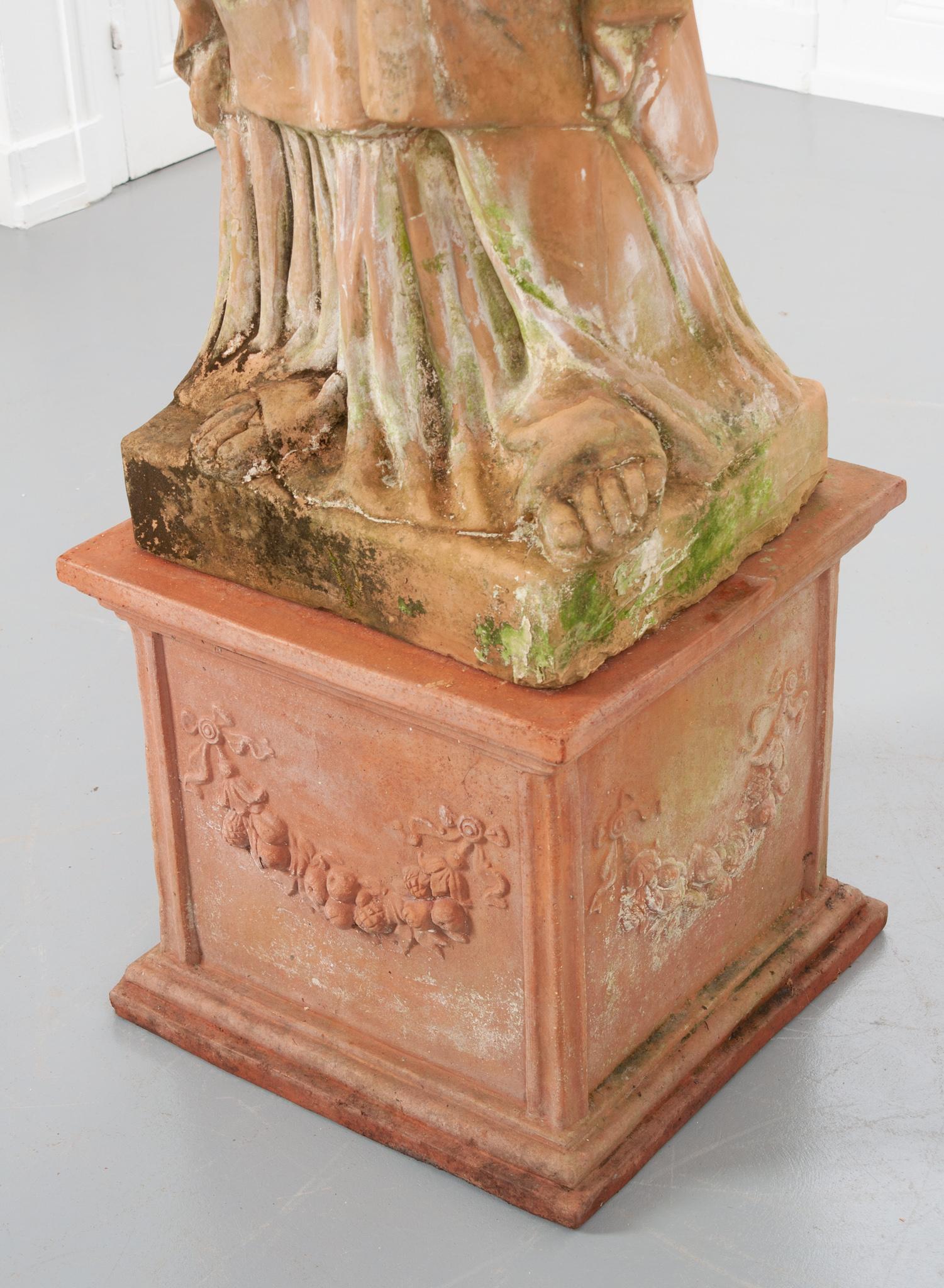 French 19th Century Terracotta Statue on Pedestal 6