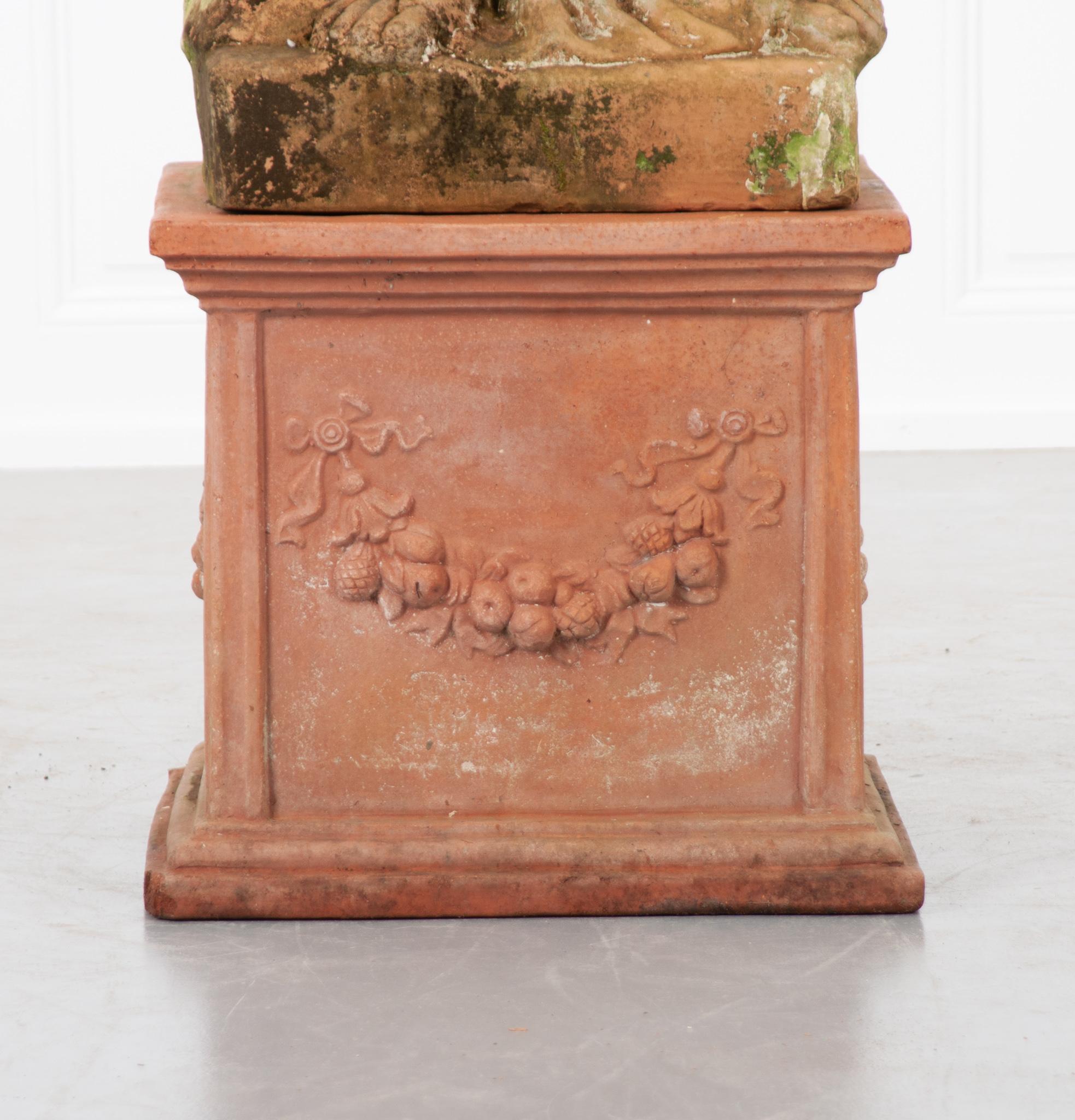 French 19th Century Terracotta Statue on Pedestal 7