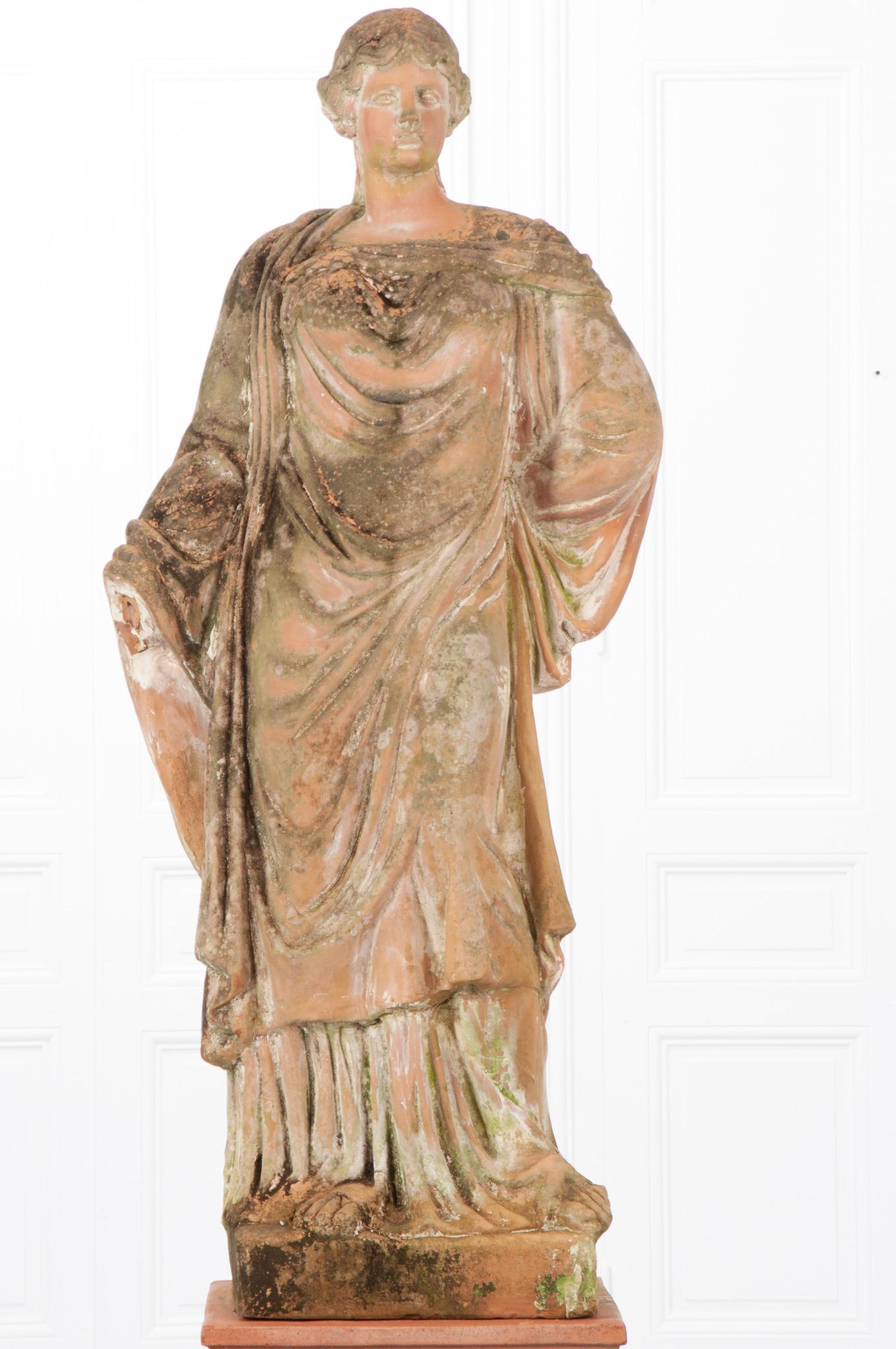Other French 19th Century Terracotta Statue on Pedestal