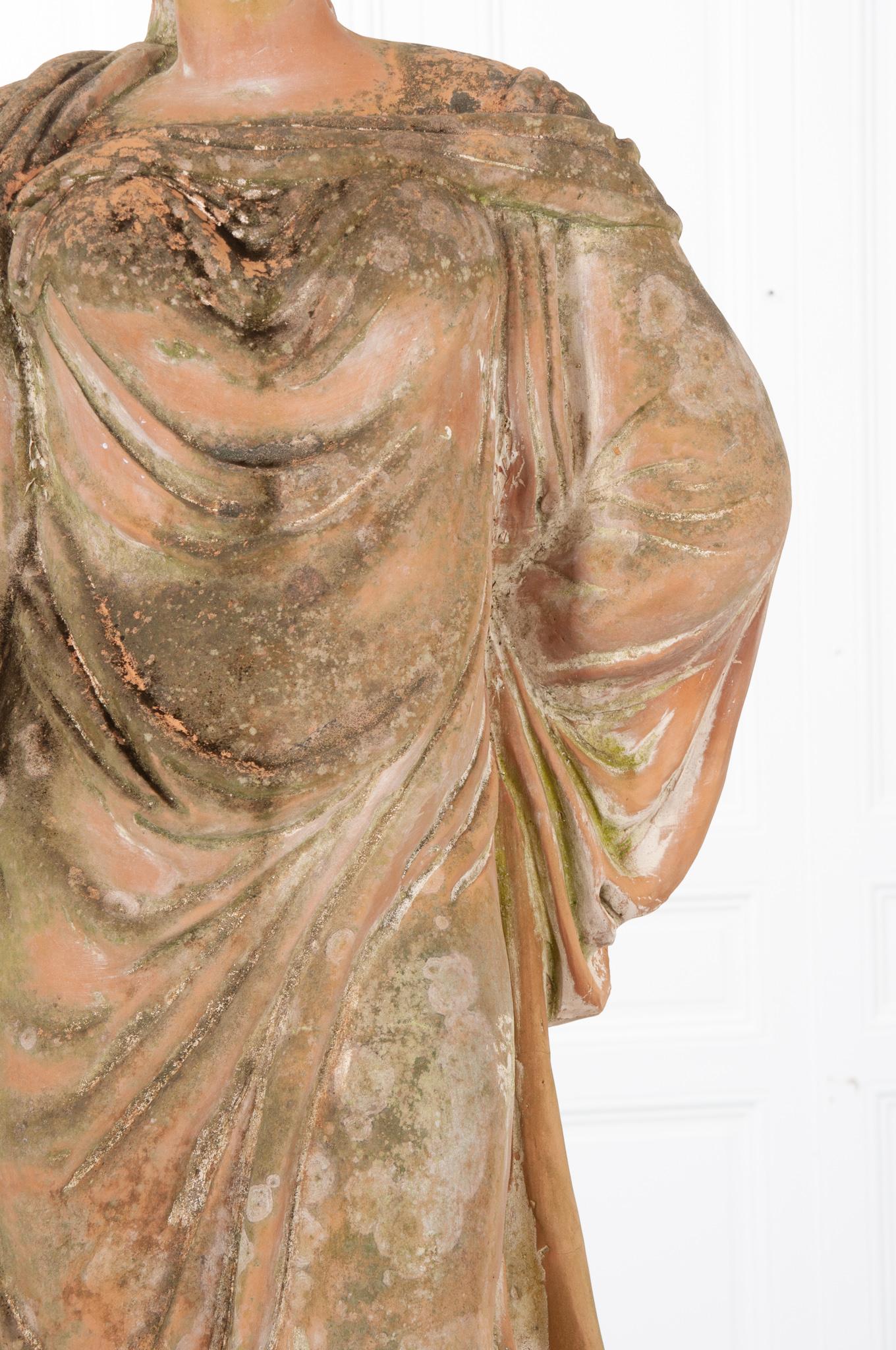 French 19th Century Terracotta Statue on Pedestal 3