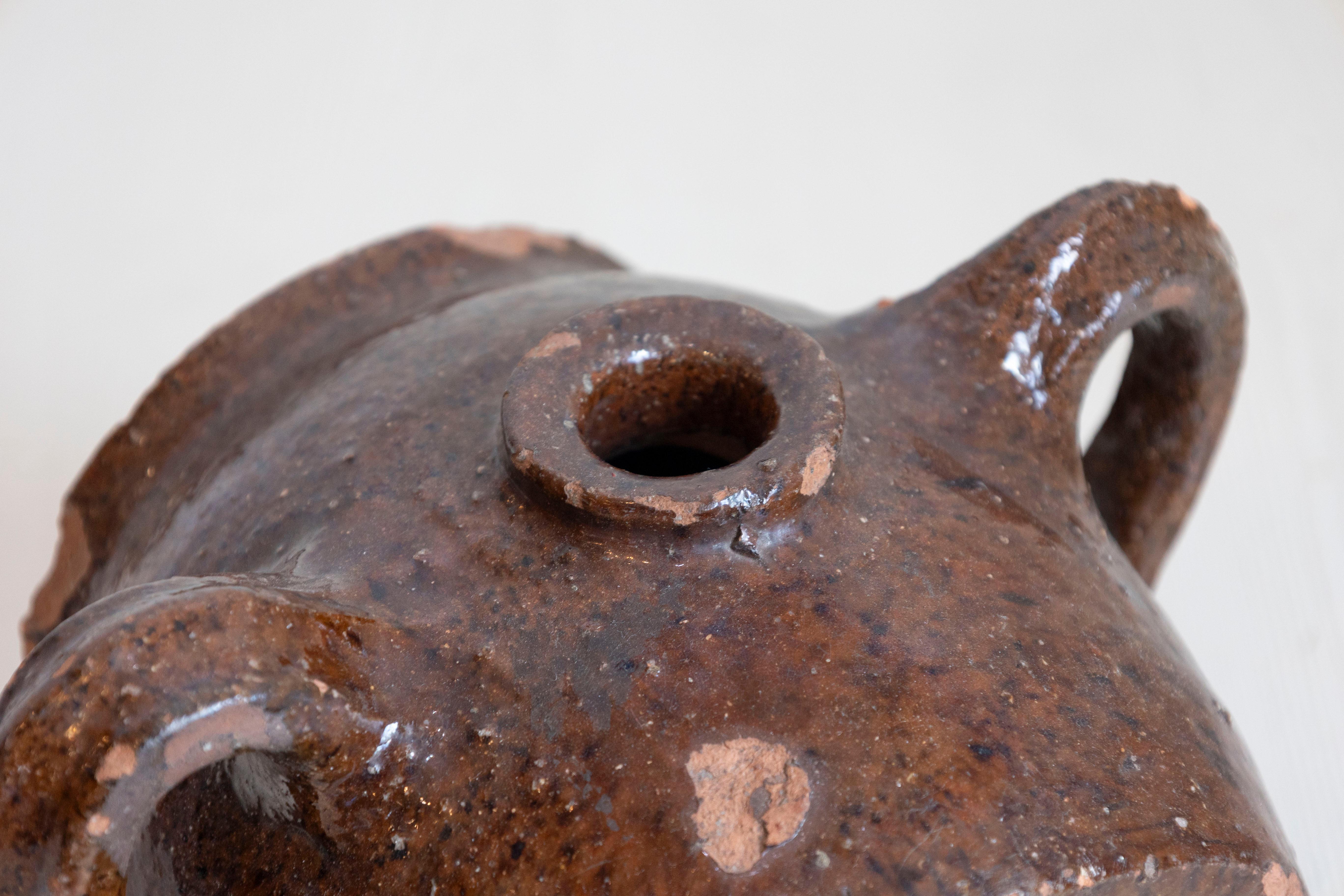 French 19th Century Terracotta Vinegar Pot with Chocolate Glaze and Great Patina For Sale 3