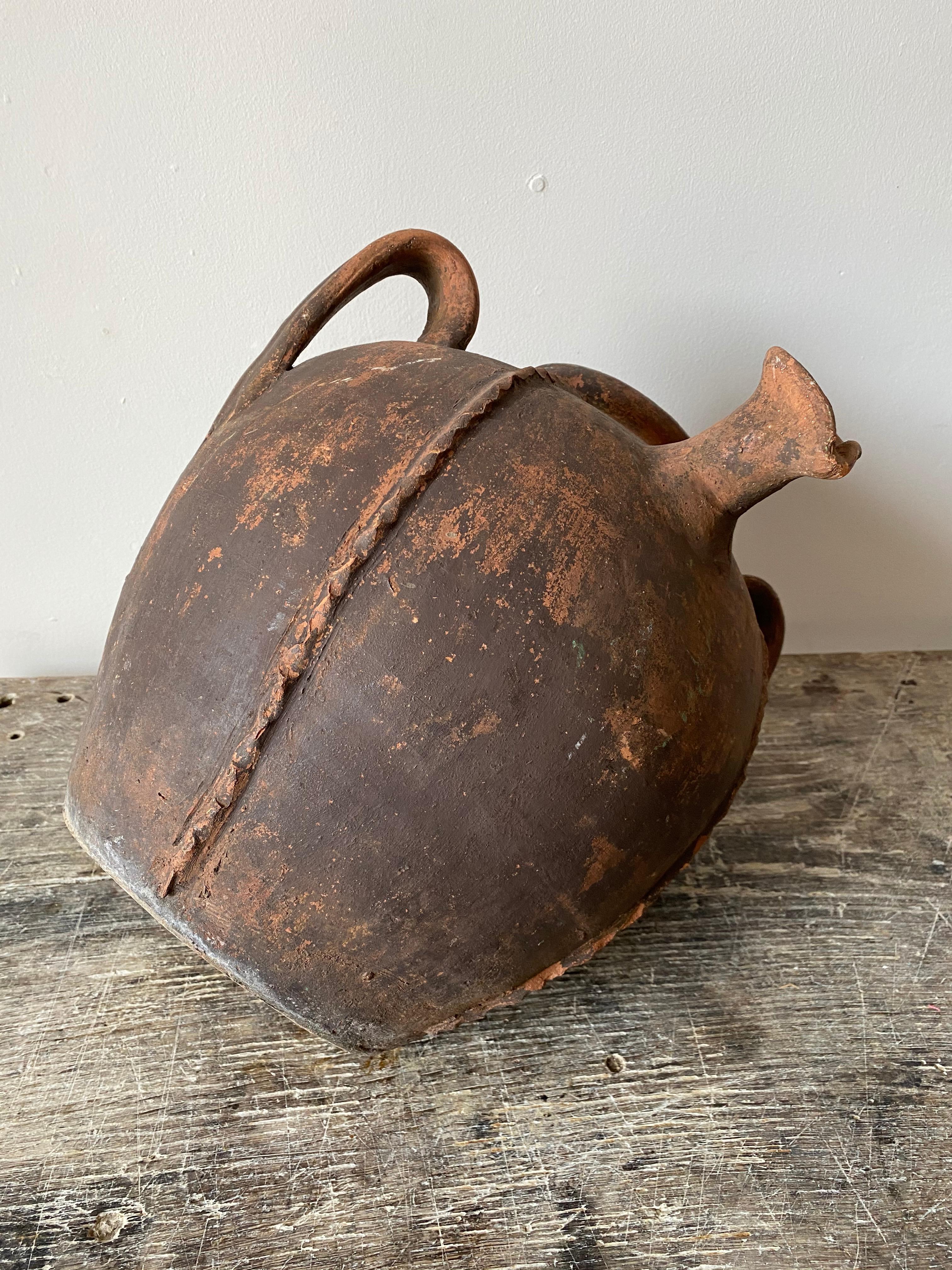 French 19th Century Terracotta Walnut Oil Pot 2
