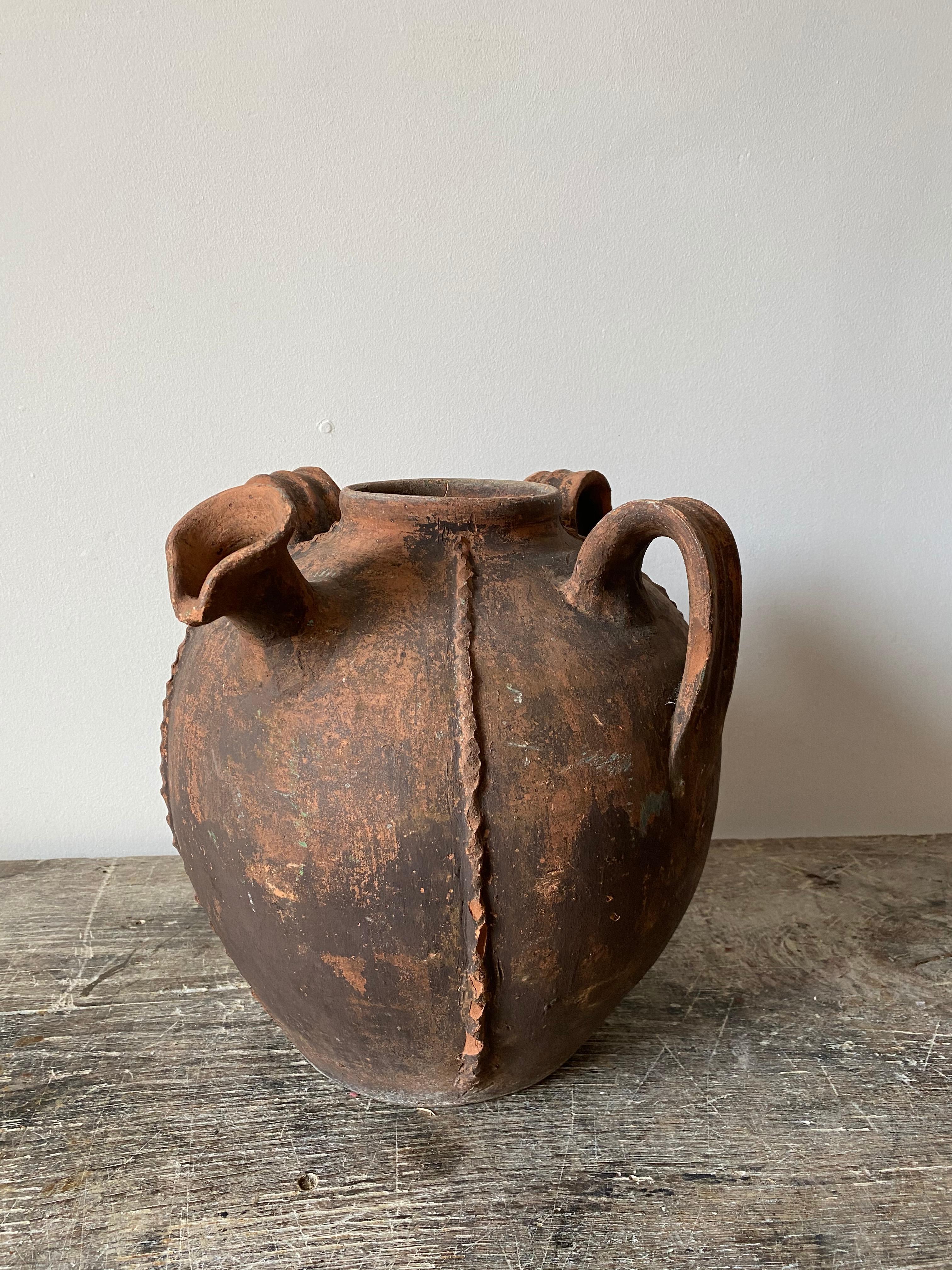 French 19th Century Terracotta Walnut Oil Pot 4