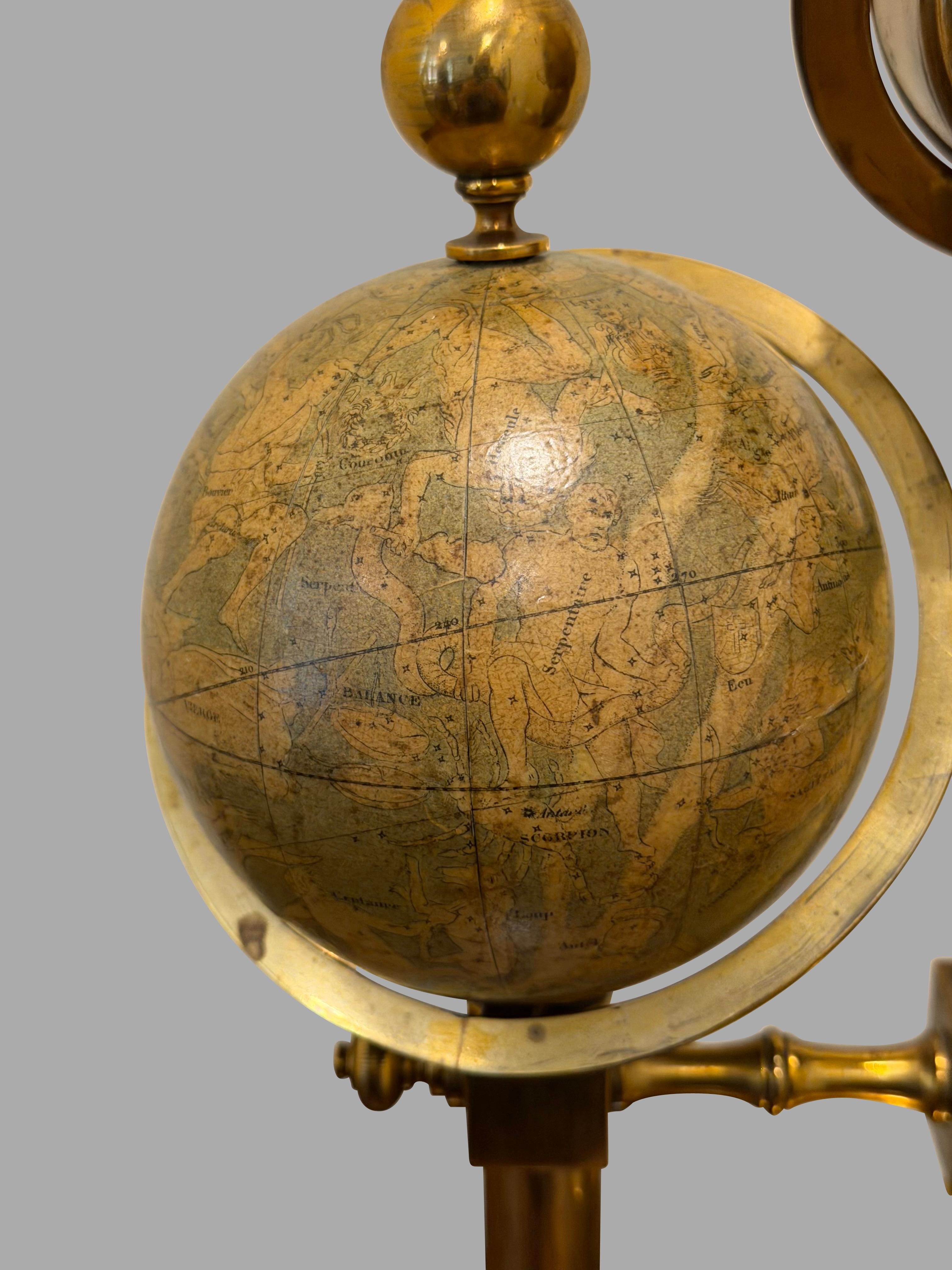 Französisch 19. Jahrhundert terrestrischen und himmlischen Messing montiert Globus Kompendium im Angebot 7