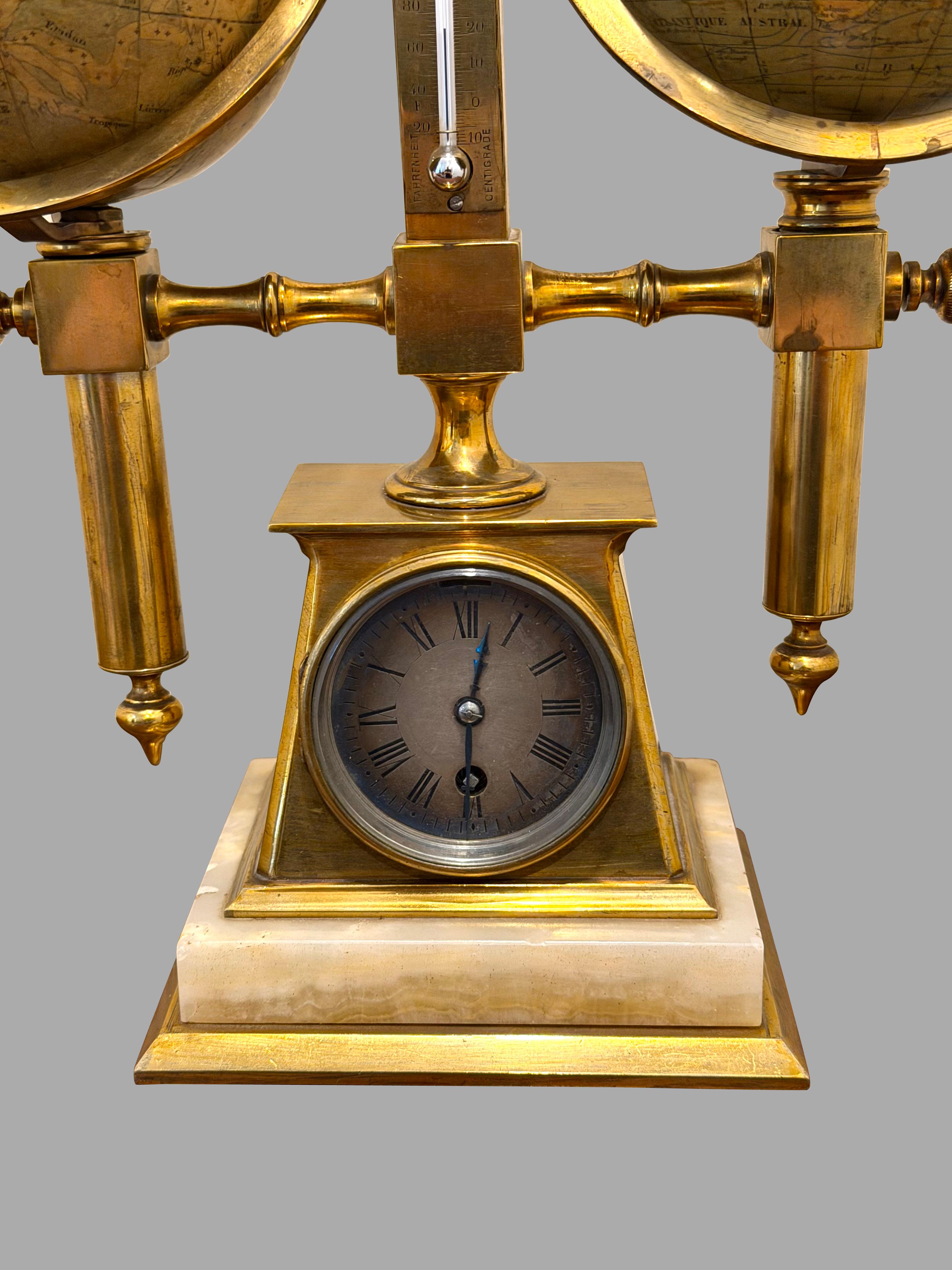 Französisch 19. Jahrhundert terrestrischen und himmlischen Messing montiert Globus Kompendium im Angebot 1