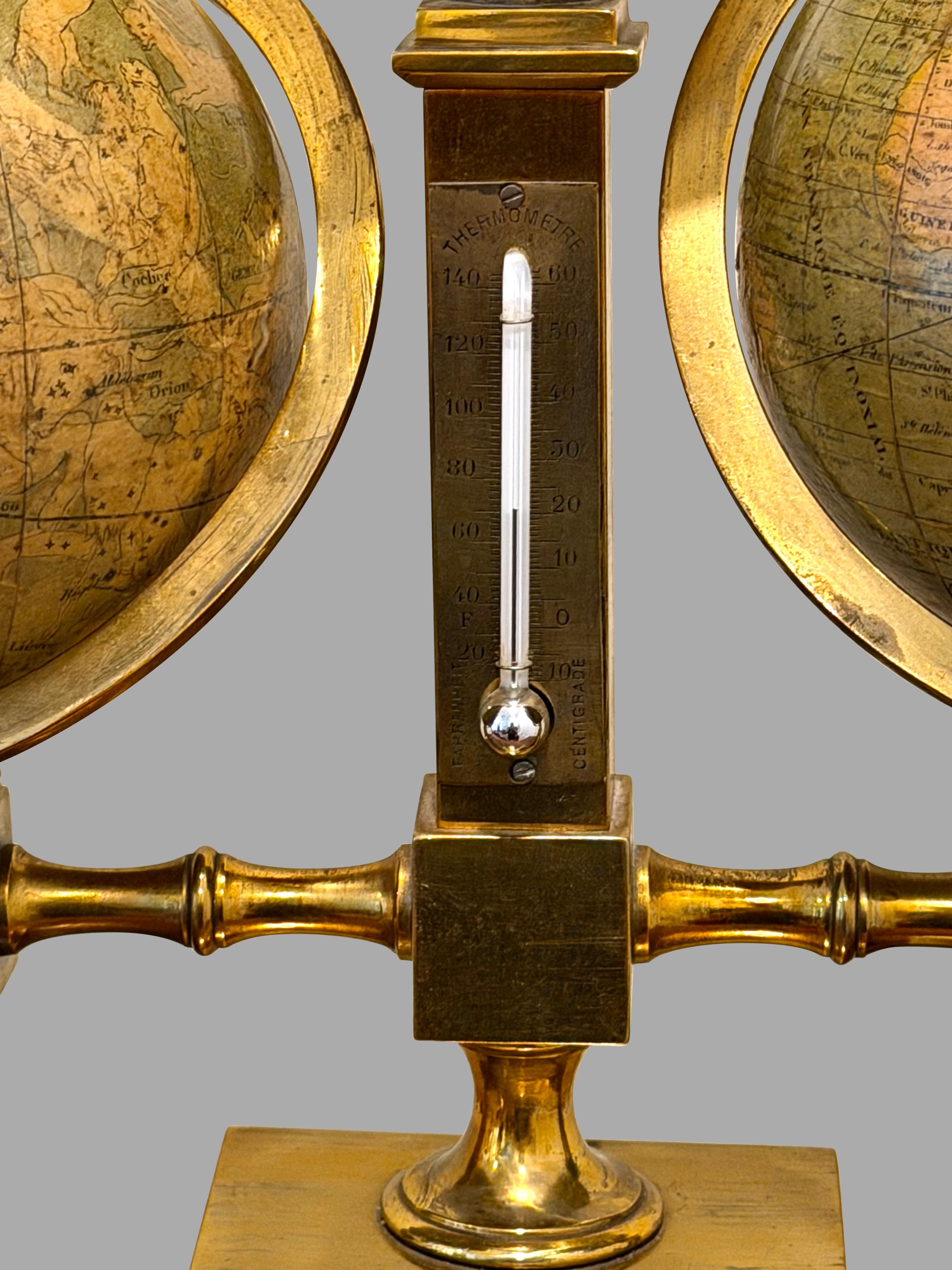 Französisch 19. Jahrhundert terrestrischen und himmlischen Messing montiert Globus Kompendium im Angebot 2