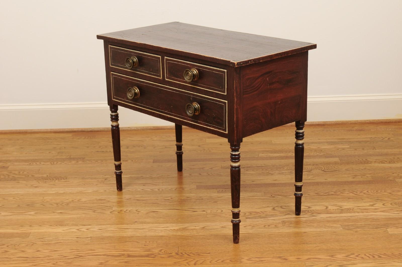 French 19th Century Three-Drawer Commode with Cylindrical Legs 10