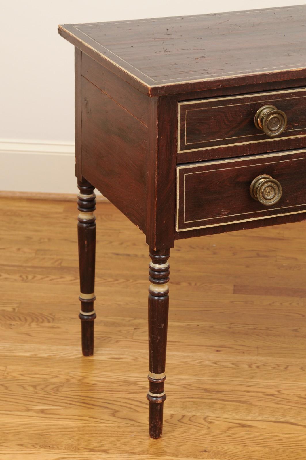 French 19th Century Three-Drawer Commode with Cylindrical Legs 2