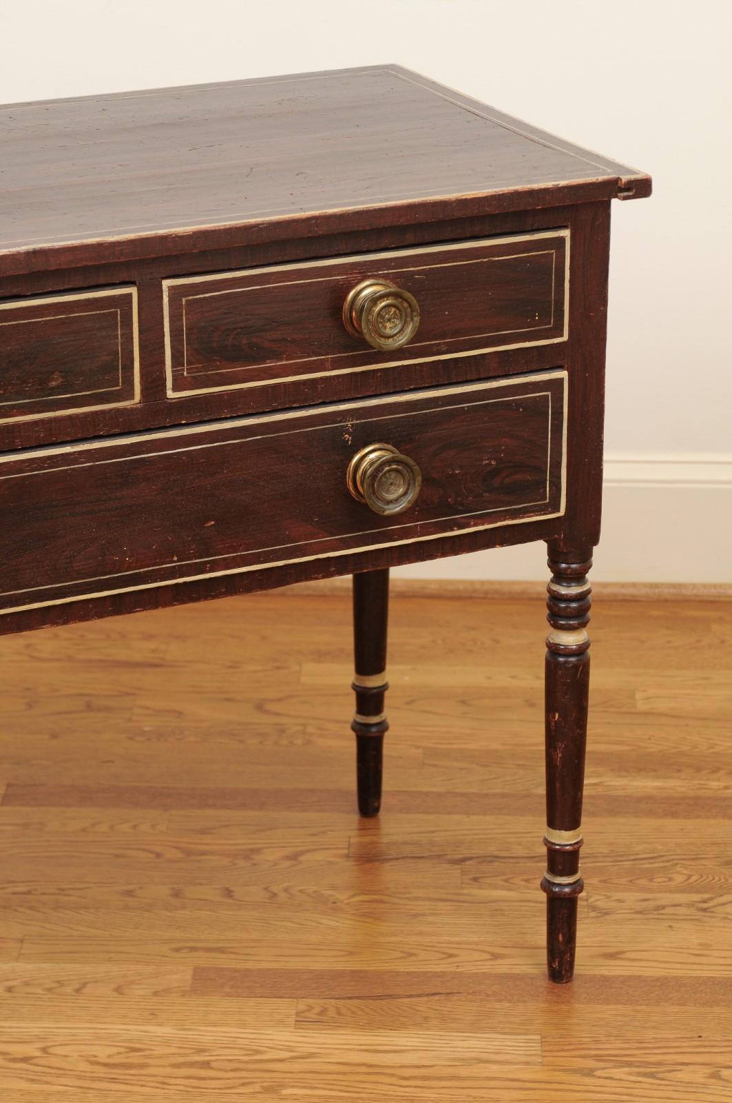 French 19th Century Three-Drawer Commode with Cylindrical Legs 3