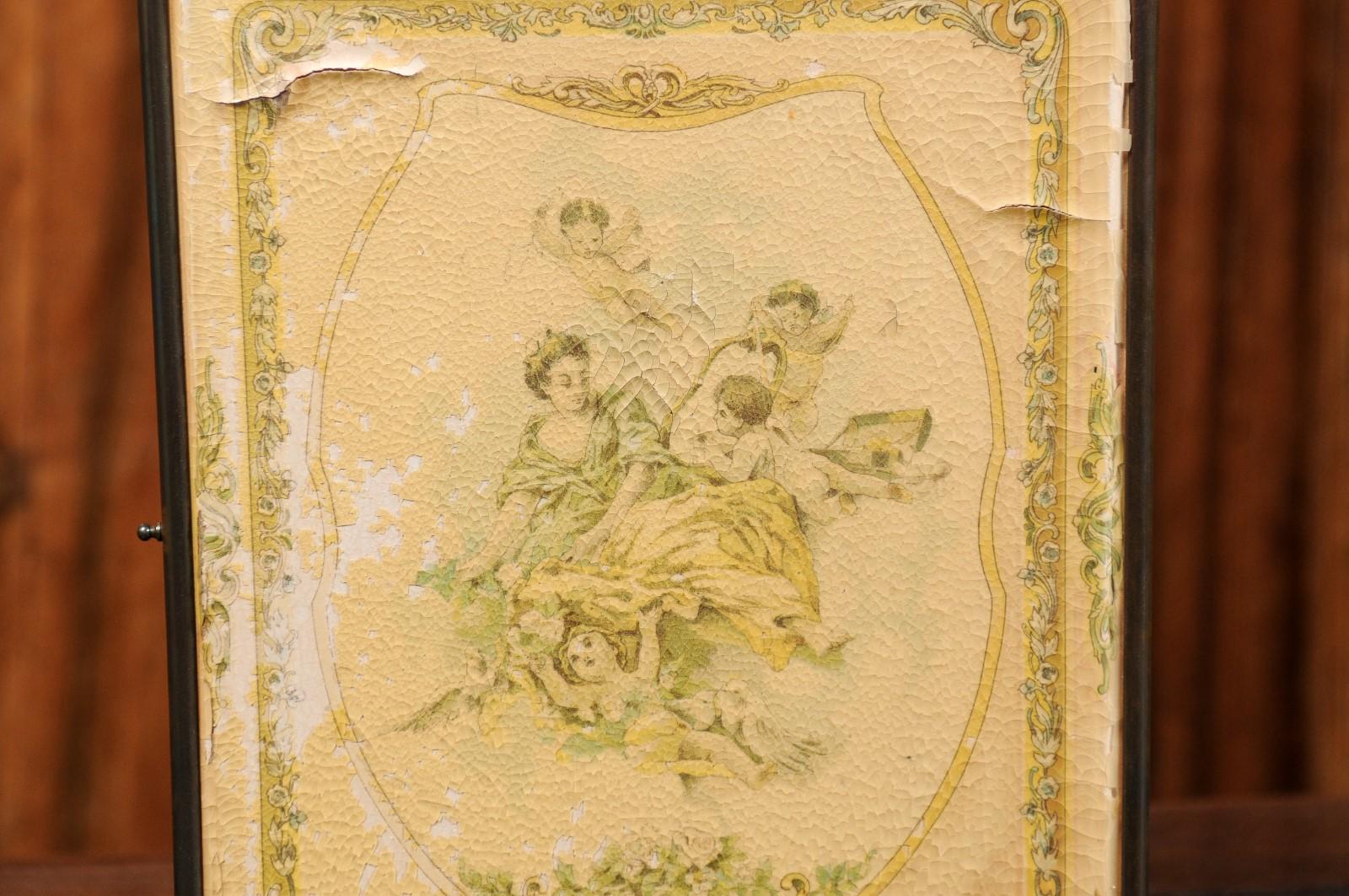 French 19th Century Three Part Fold Out Vanity Mirror with Rococo Style Scenes For Sale 1