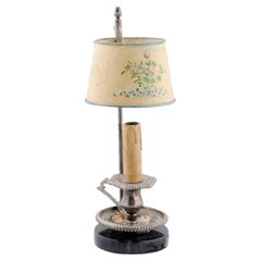 French 19th Century Tôle Lamp with Original Hand-Painted Floral Themed Shade