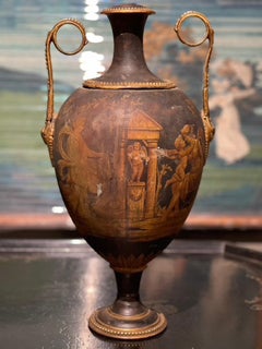 French 19th Century Tôle Painted and Gilt Bronze Neoclassical Amphora
