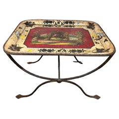 French 19th Century Tole Tray Side Table