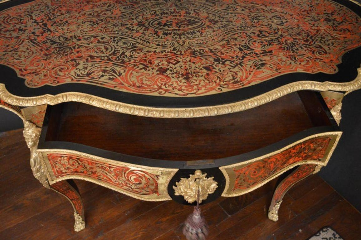 Französischer Schildpatt-Tisch aus dem 19. Jahrhundert mit Boulle-Intarsien im Angebot 5