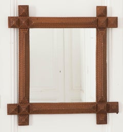 French 19th Century Tramp Art Frame with Mirror