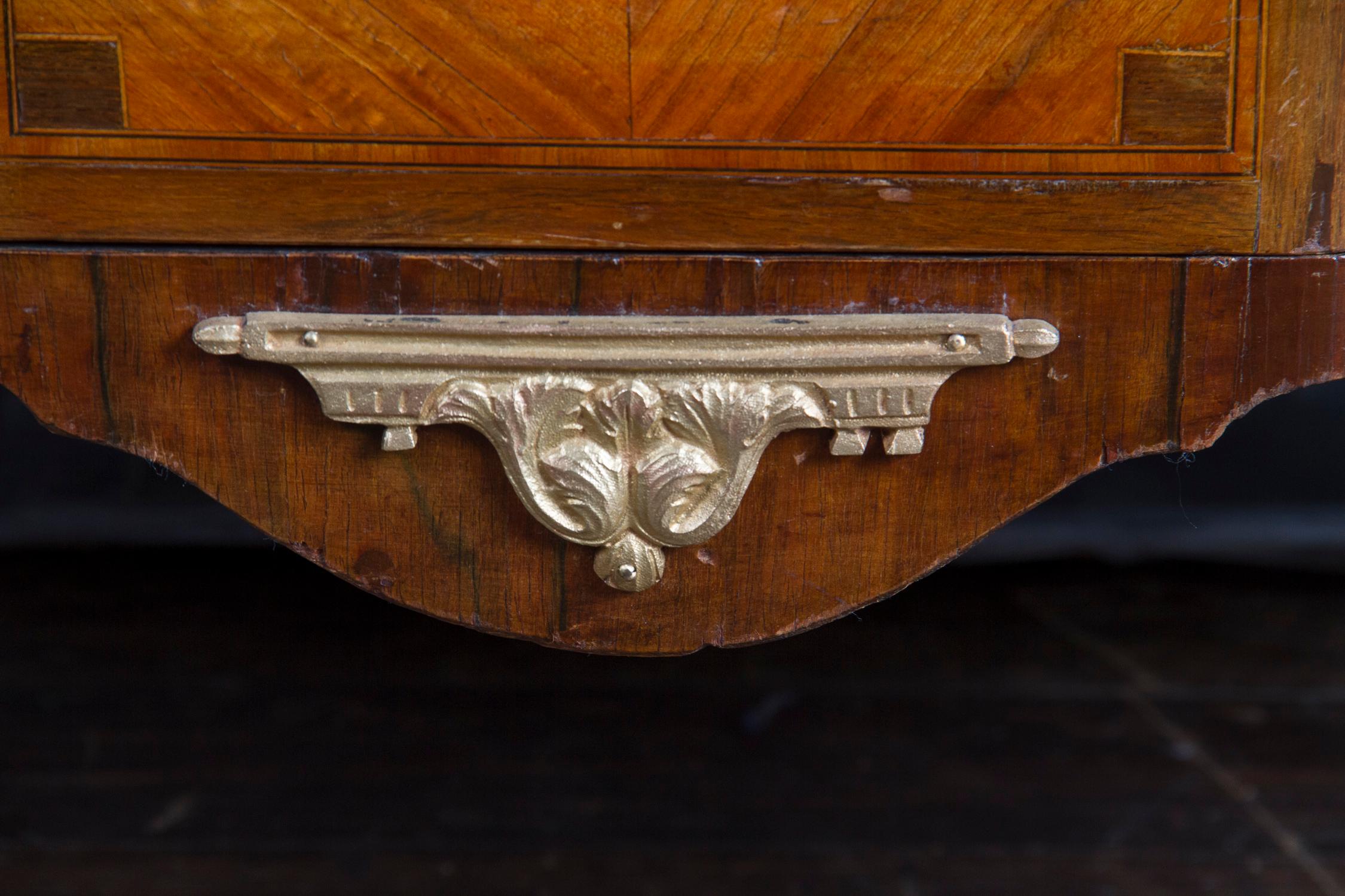 18th Century and Earlier French 19th Century Transition Mable Top Marquetry Chest For Sale