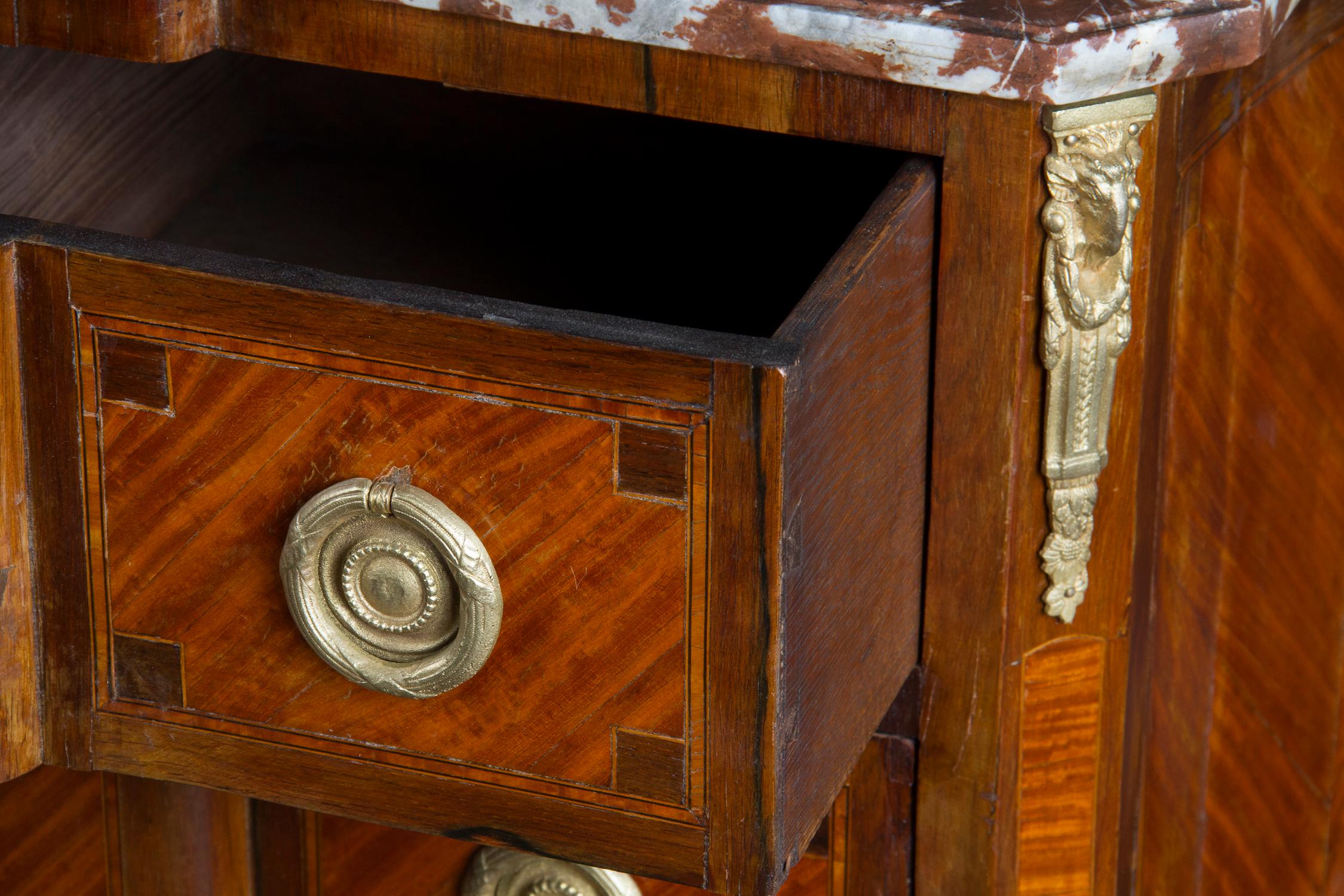 French 19th Century Transition Mable Top Marquetry Chest For Sale 2