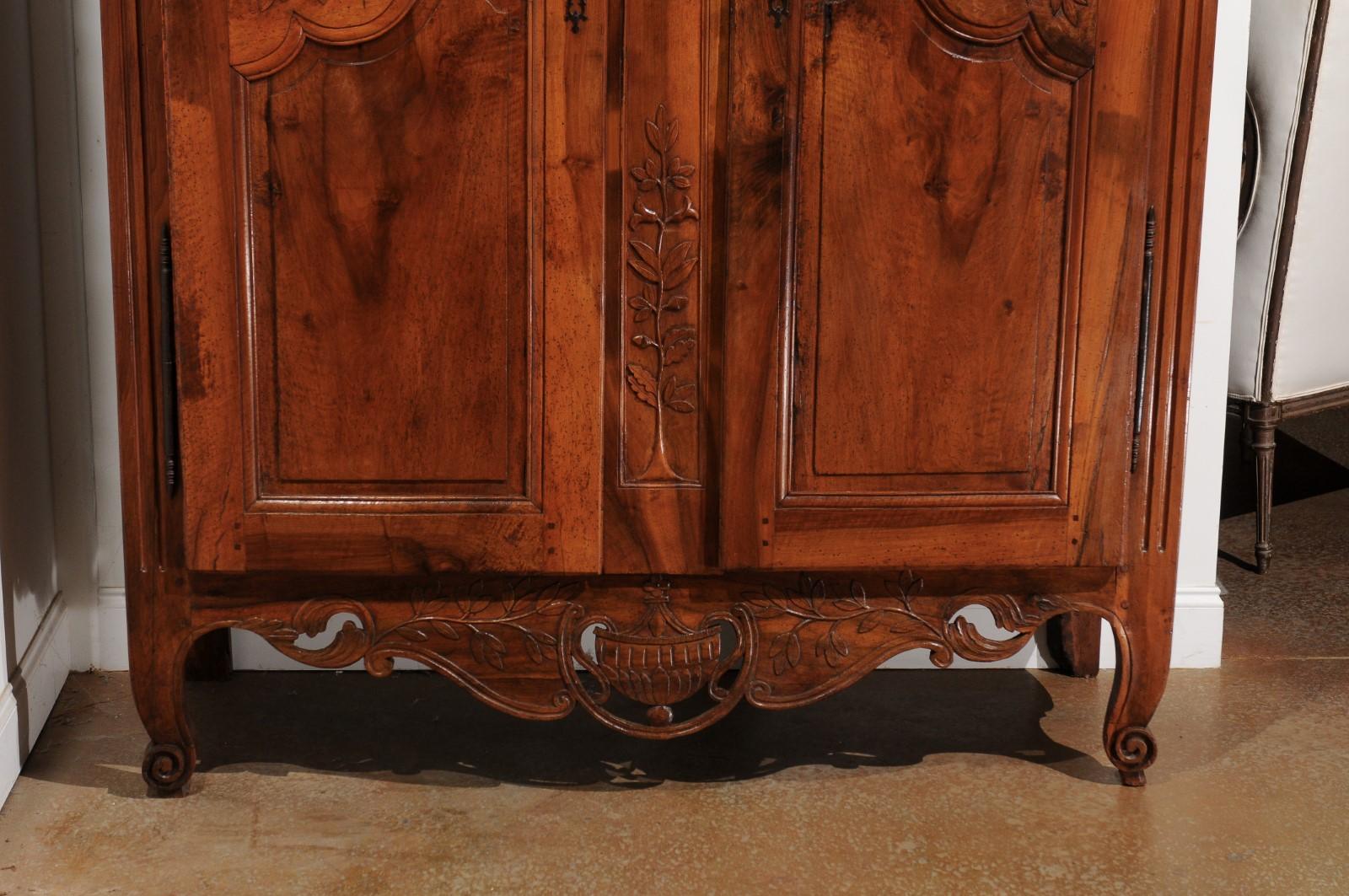French 19th Century Transition Style Provençale Carved Wedding Armoire 1