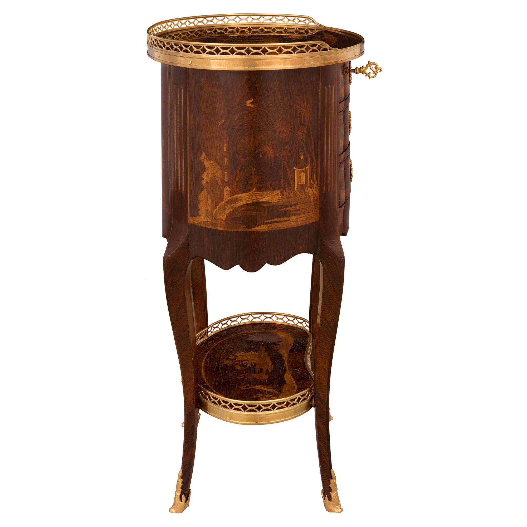 French 19th Century Transitional St. Kingwood, Fruitwood and Ormolu Side Table For Sale 2