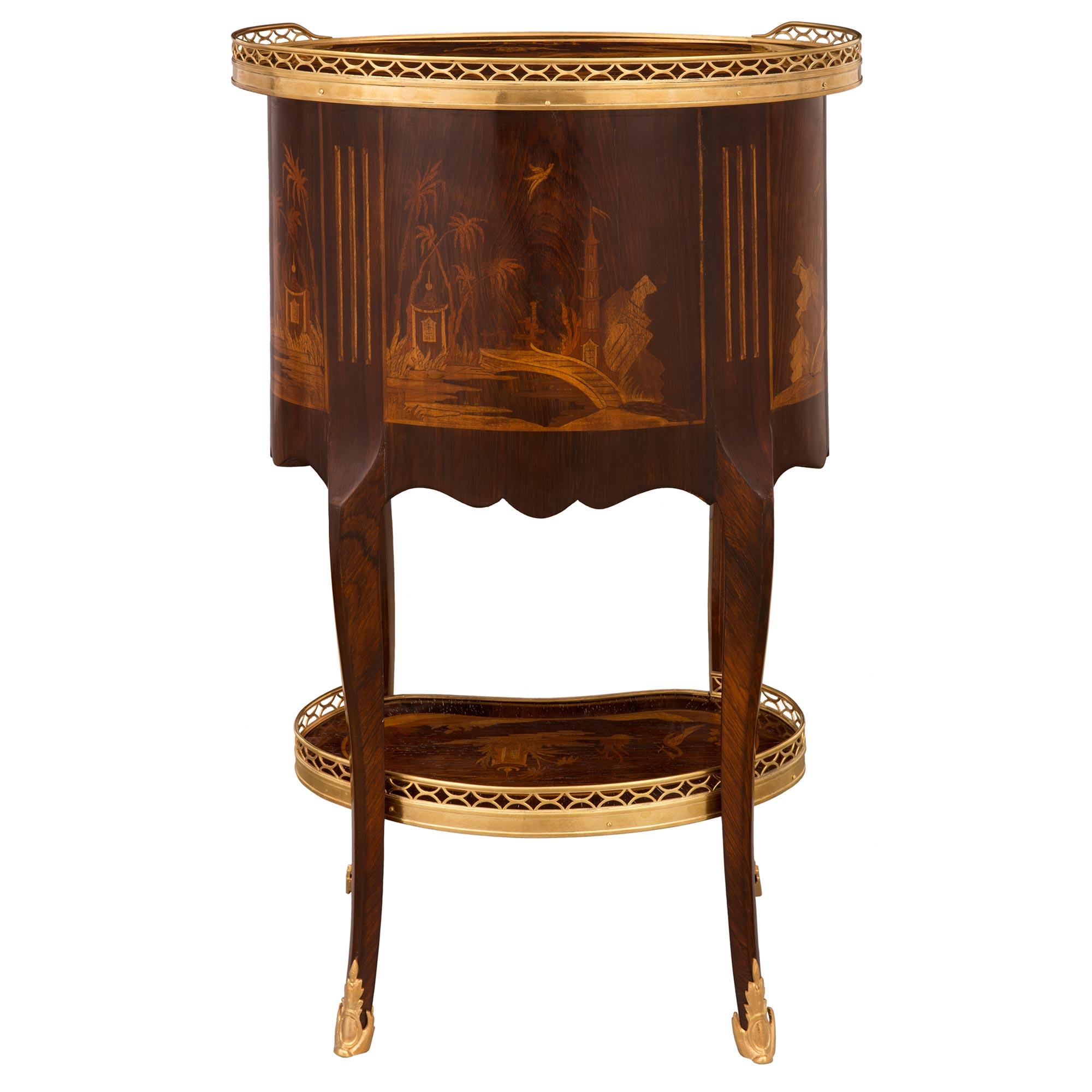 French 19th Century Transitional St. Kingwood, Fruitwood and Ormolu Side Table For Sale 3