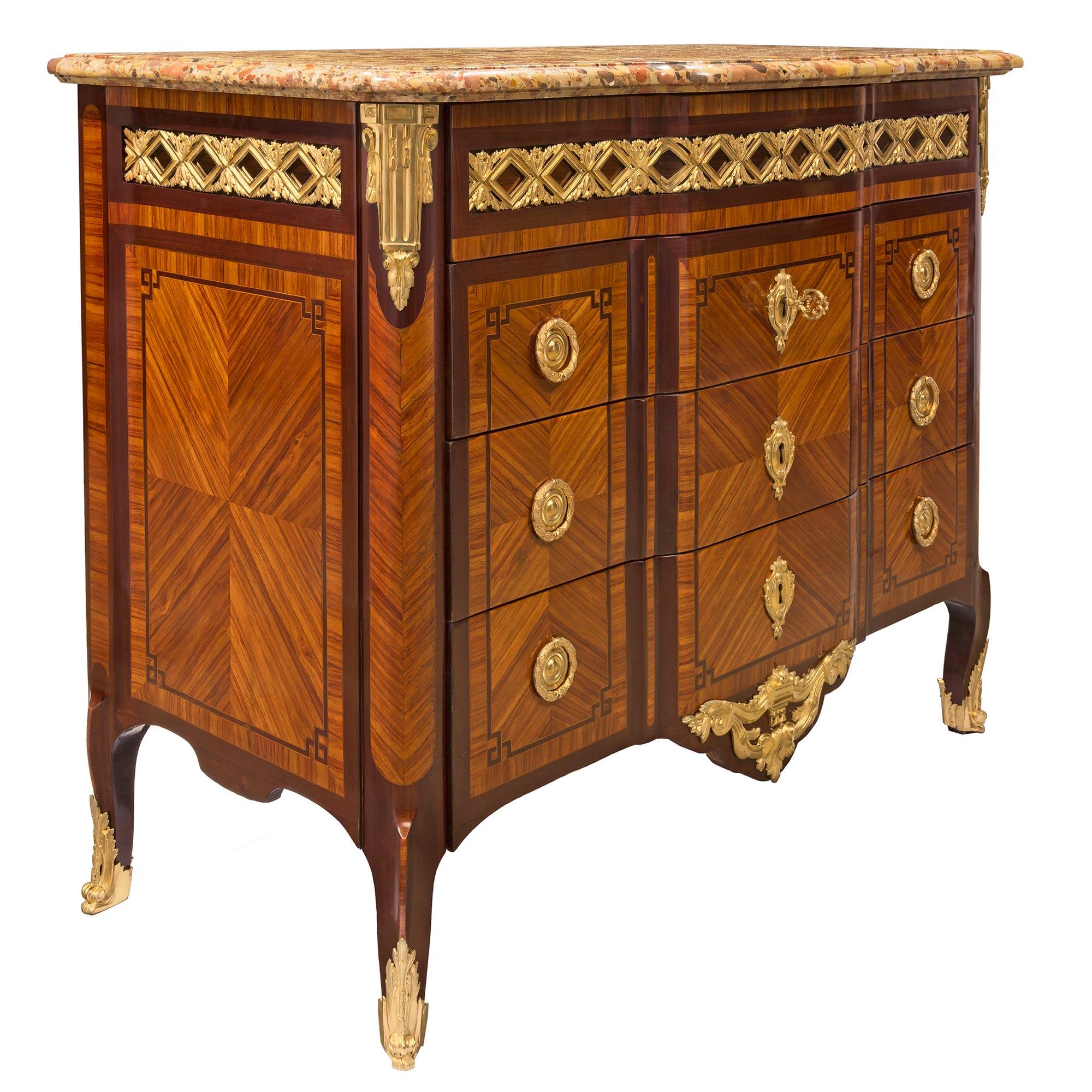 French 19th Century Transitional St. Kingwood, Mahogany and Marble Commode In Good Condition For Sale In West Palm Beach, FL
