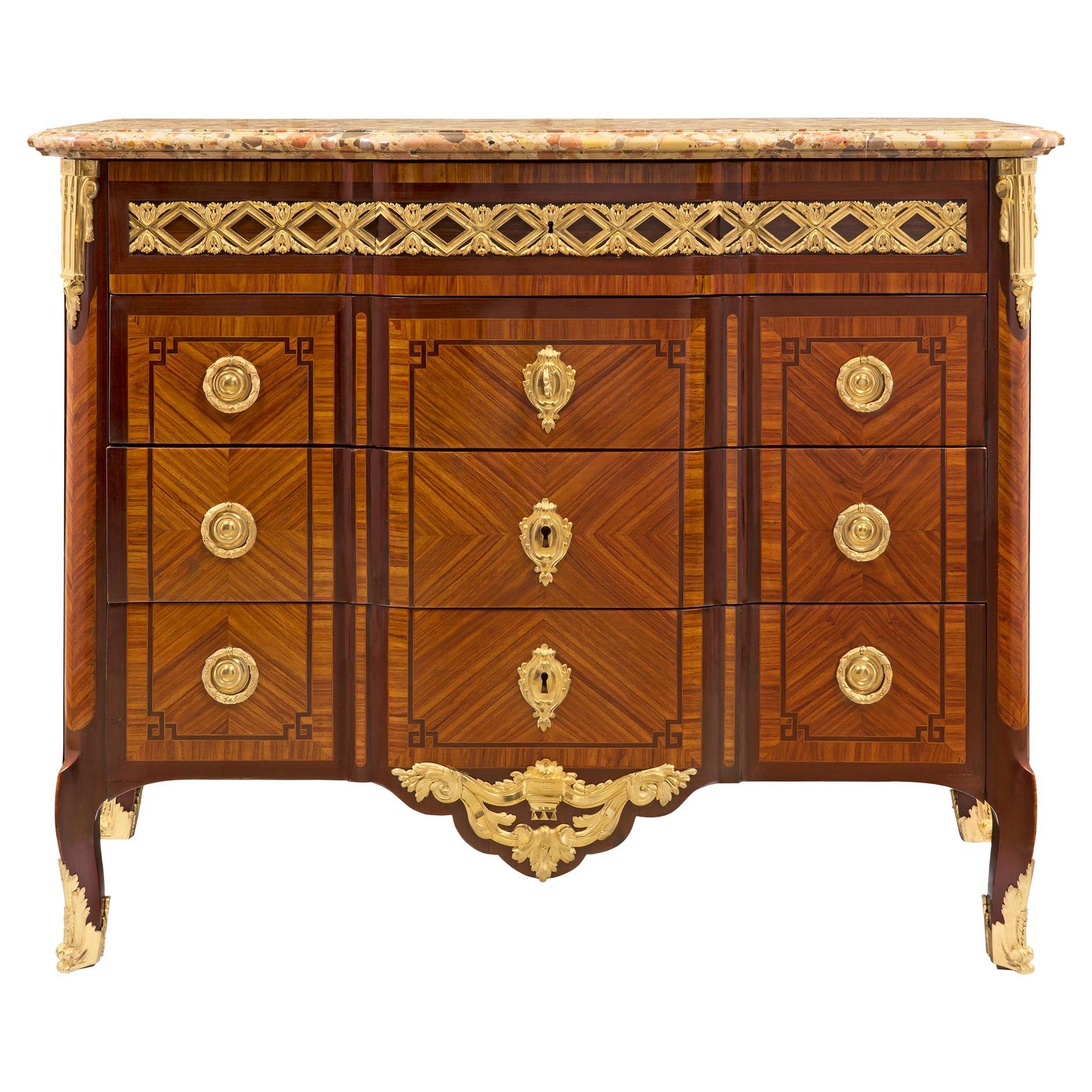 French 19th Century Transitional St. Kingwood, Mahogany and Marble Commode For Sale
