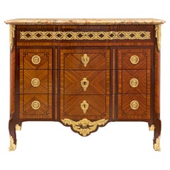 French 19th Century Transitional St. Kingwood, Mahogany and Marble Commode